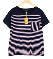 SCOTCH & SODA  Blauw Mens T-Shirt ~L Navy Blue Short Sleeve Striped Pullover