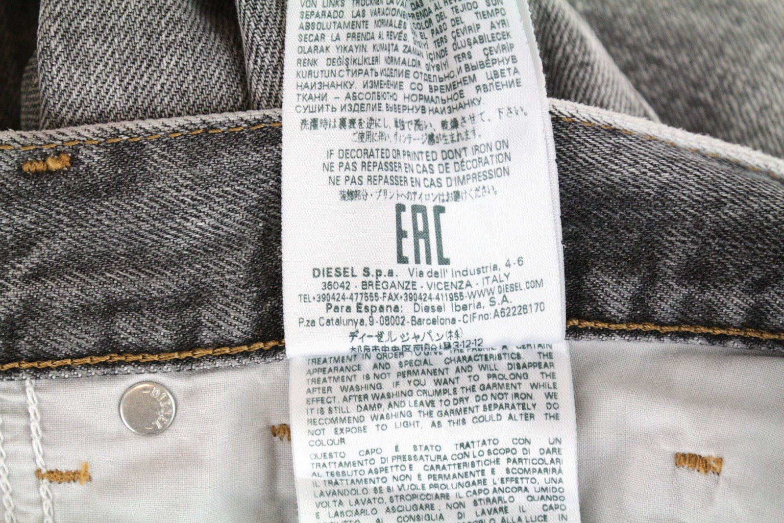 DIESEL Widee 8880X Women W25/L30 Grey Straight High Waist Jeans Pure Cotton