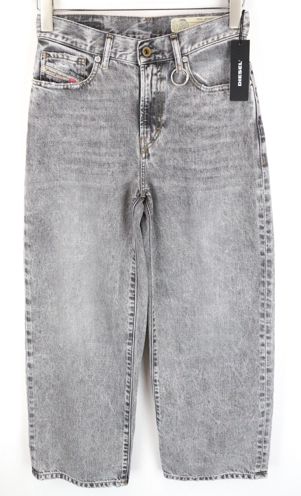 DIESEL Widee 8880X Women W25/L30 Grey Straight High Waist Jeans Pure Cotton