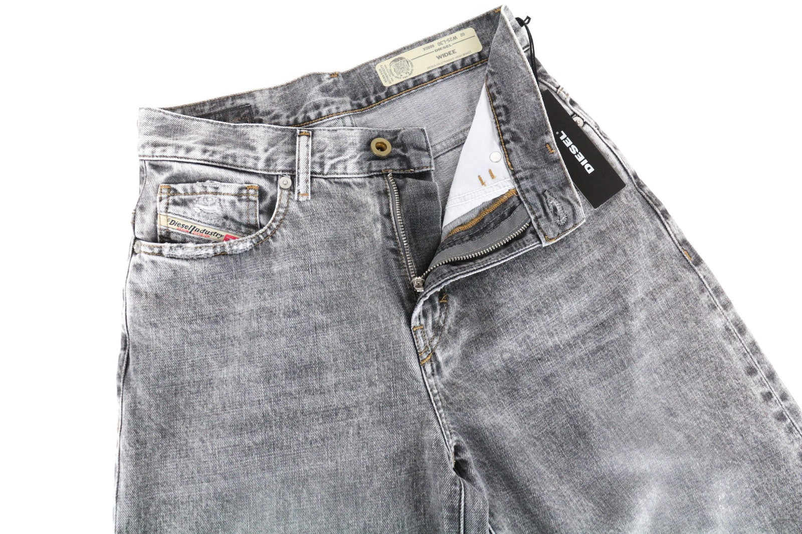 DIESEL Widee 8880X Women W25/L30 Grey Straight High Waist Jeans Pure Cotton