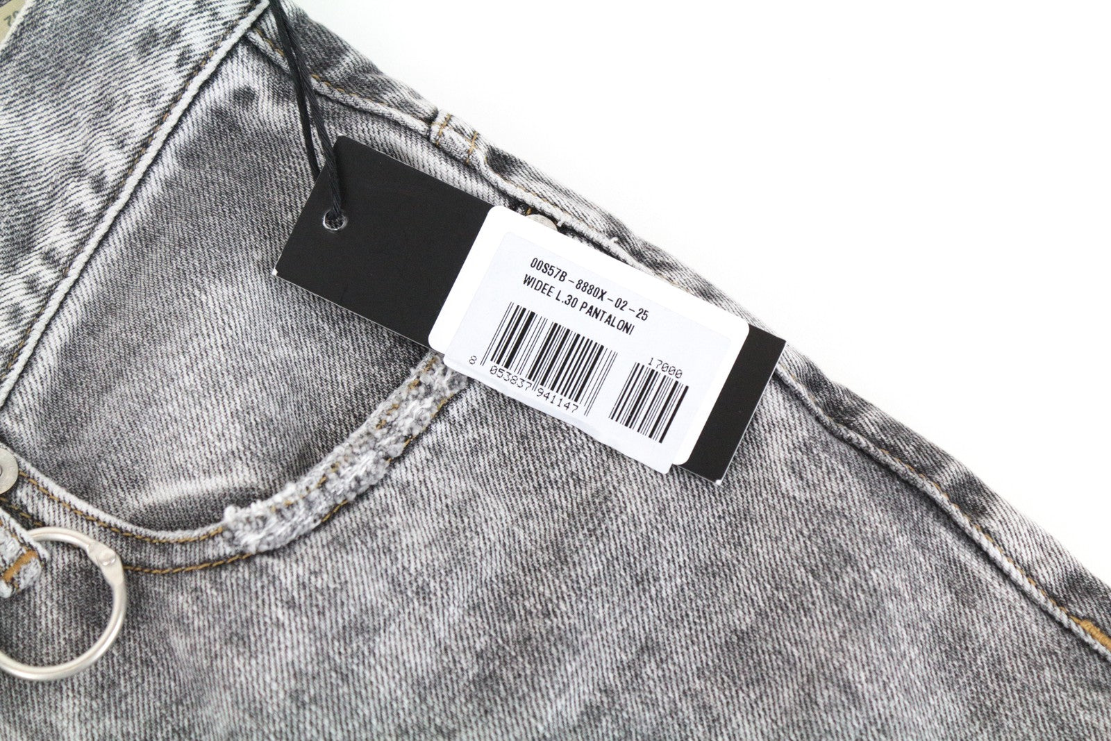 DIESEL Widee 8880X Women W25/L30 Grey Straight High Waist Jeans Pure Cotton