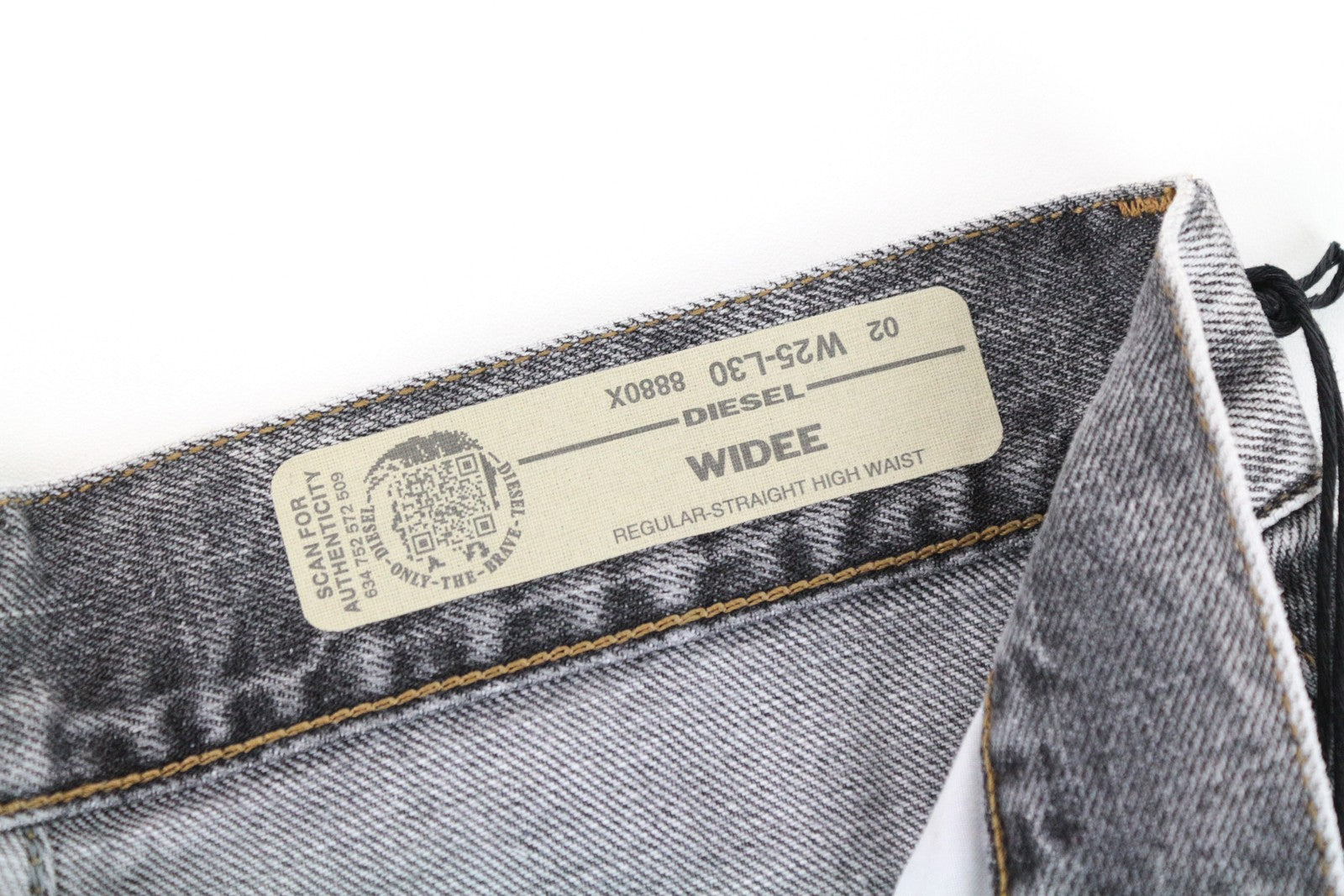 DIESEL Widee 8880X Women W25/L30 Grey Straight High Waist Jeans Pure Cotton