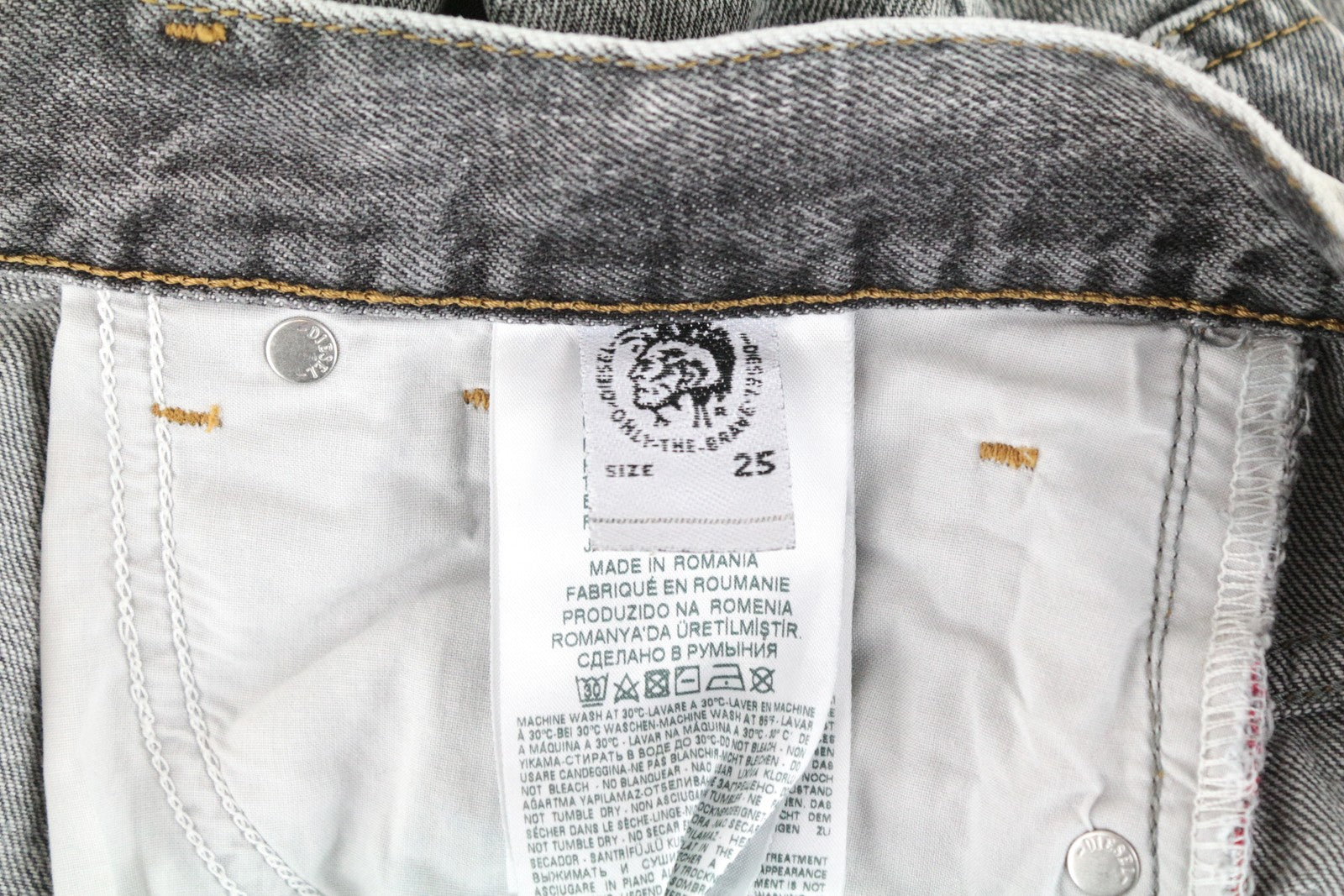 DIESEL Widee 8880X Women W25/L30 Grey Straight High Waist Jeans Pure Cotton