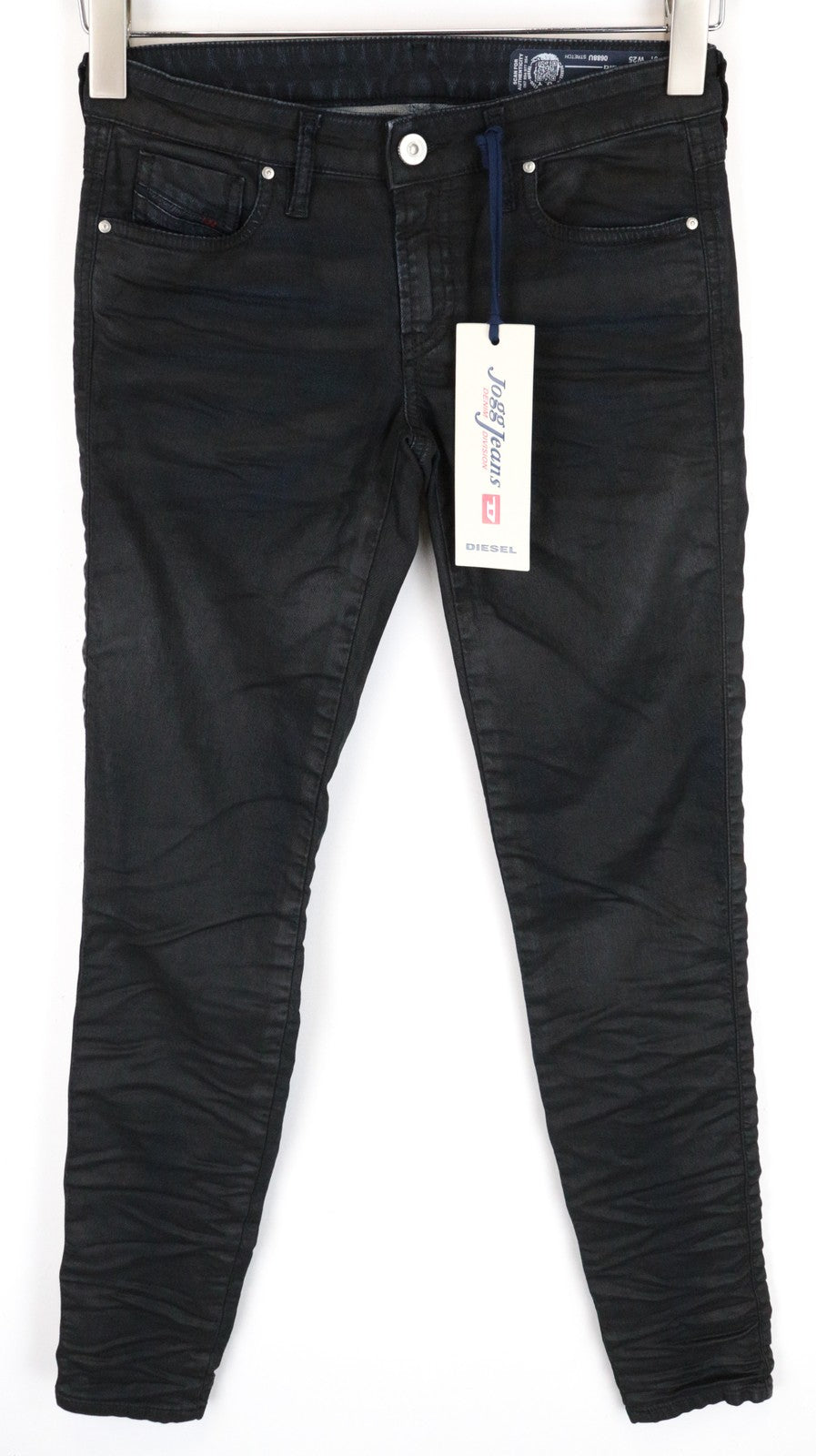 DIESEL Gracey-Ne 0688U Women's W25 Slim Black Coated Stretch Jogg Sweat Jeans