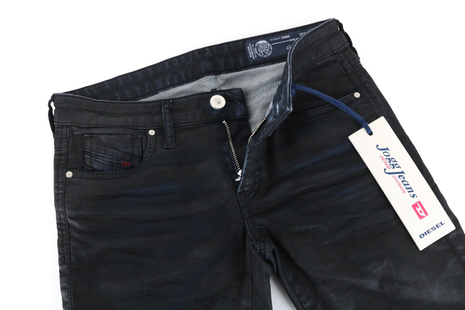 DIESEL Gracey-Ne 0688U Women's W25 Slim Black Coated Stretch Jogg Sweat Jeans