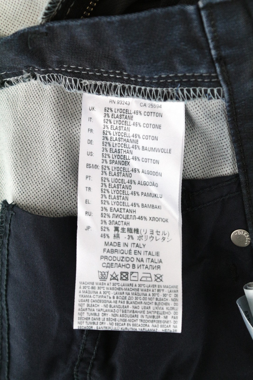 DIESEL Gracey-Ne 0688U Women's W25 Slim Black Coated Stretch Jogg Sweat Jeans