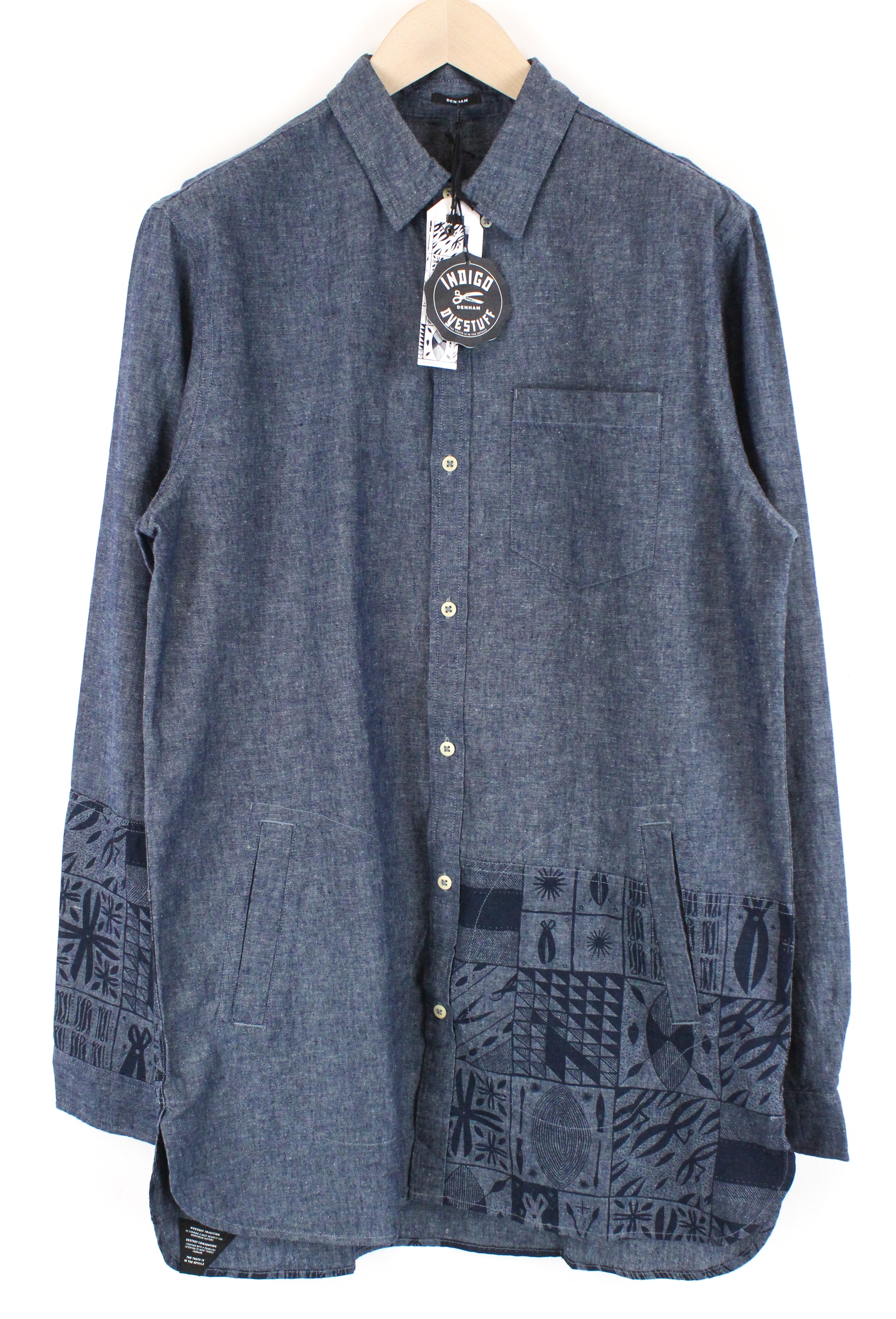 DENHAM Hga Mens Indigo Blue L Shirt Cotton  Printed  Look
