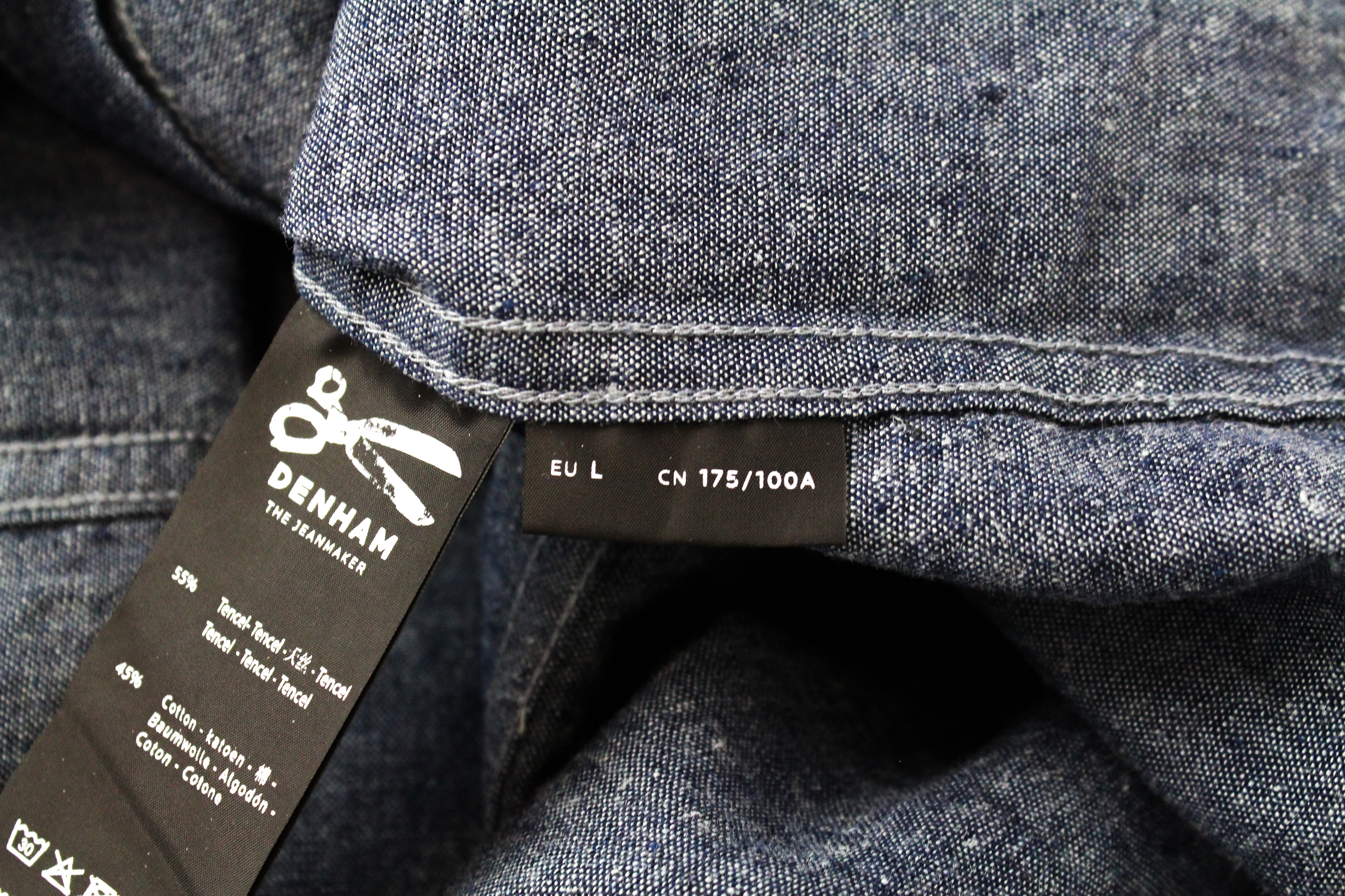 DENHAM Hga Mens Indigo Blue L Shirt Cotton  Printed  Look