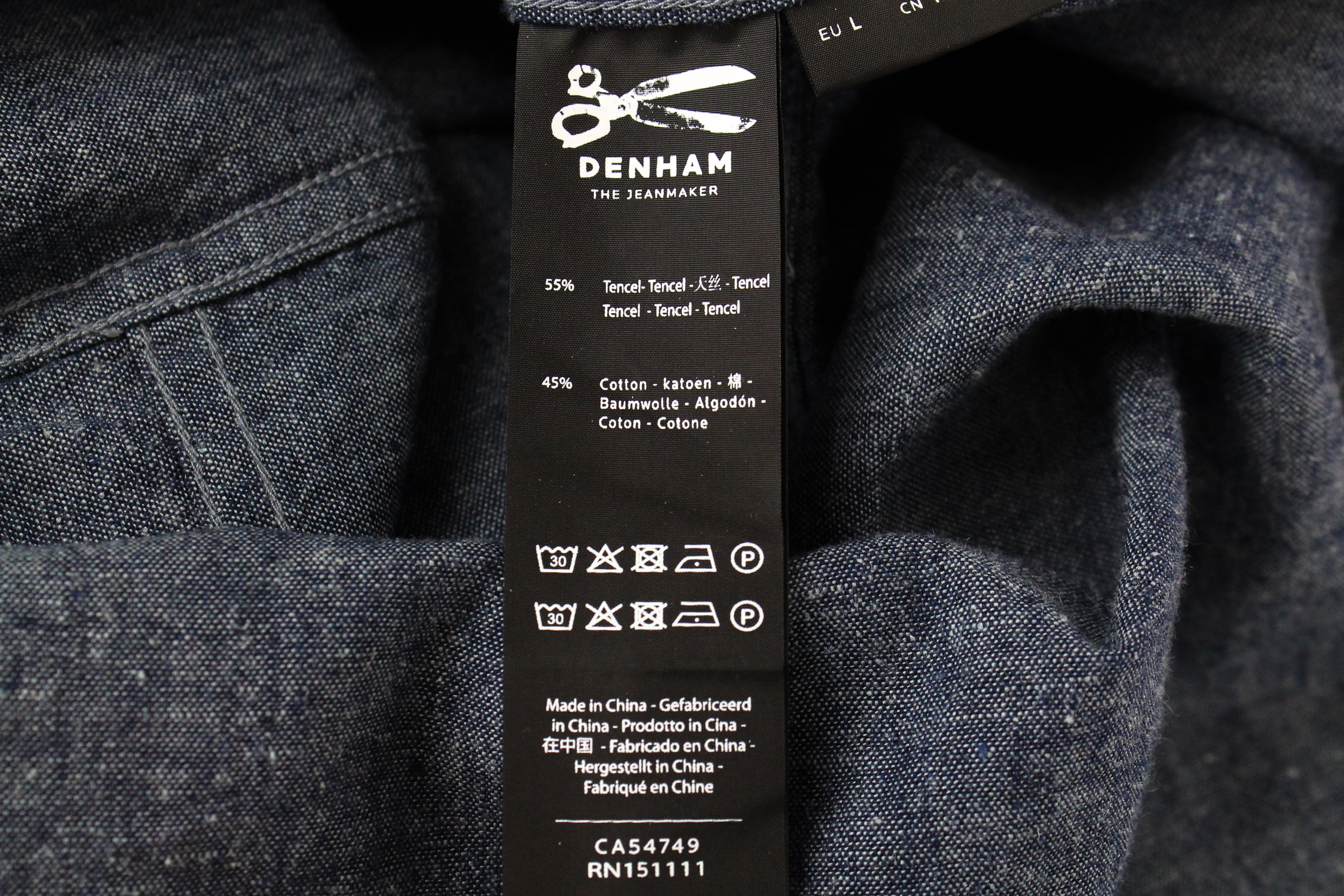 DENHAM Hga Mens Indigo Blue L Shirt Cotton  Printed  Look