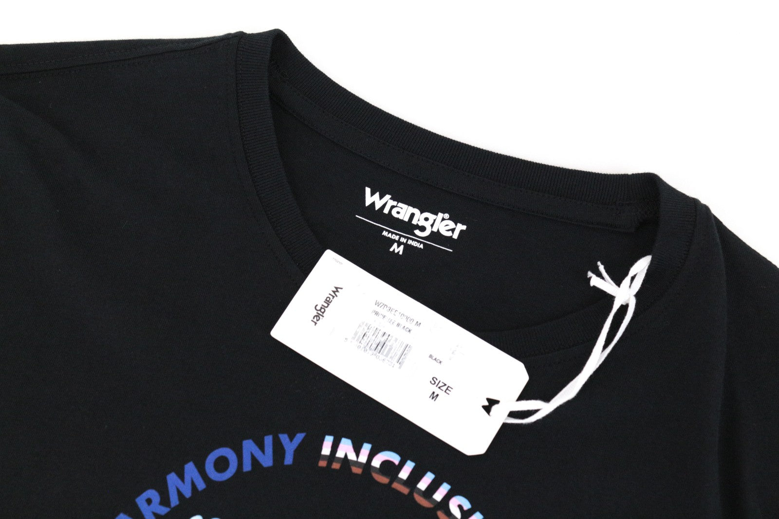 WRANGLER Men's M Black Rainbow Logo Tee Short Sleeve Cotton  T-Shirt