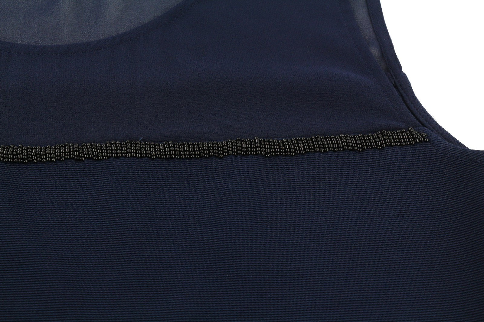 BLEU BLANC ROUGE Womens Top 38 Navy Blue Stretch Sleeveless Round Neck Detailed