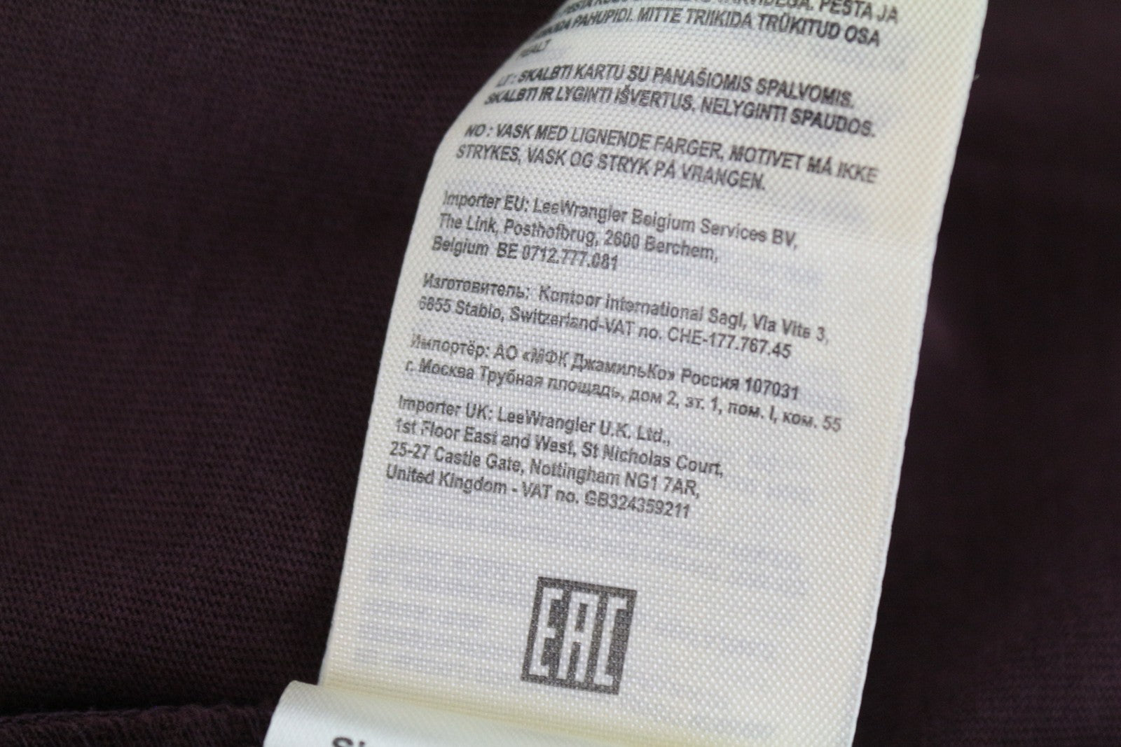 WRANGLER Men's M Purple Printed Logo Tee Short Sleeve Cotton Summer T-Shirt