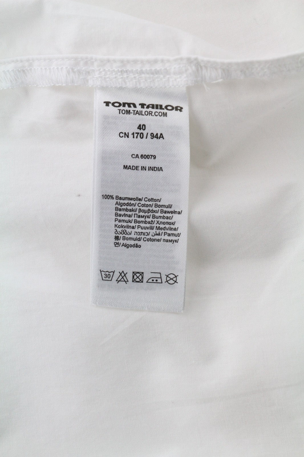 TOM TAILOR Womens Shirt 40 White  Cotton Long Sleeve Pearl Detailed Collar