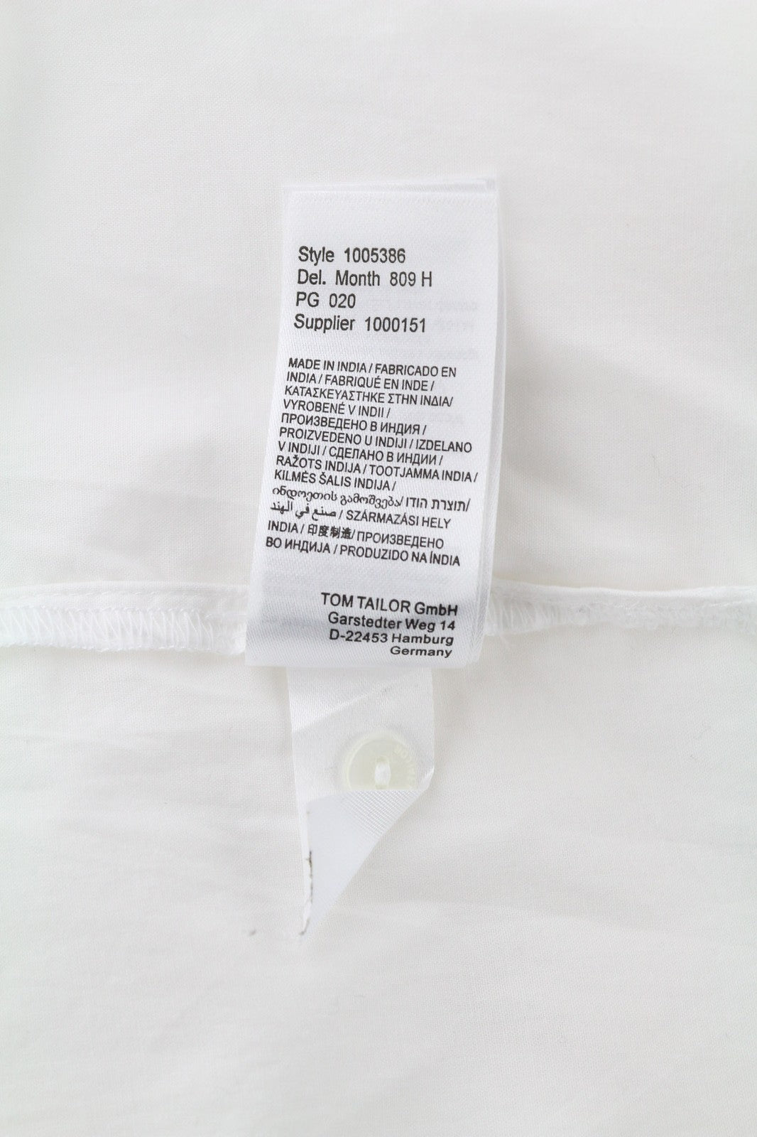 TOM TAILOR Womens Shirt 40 White  Cotton Long Sleeve Pearl Detailed Collar