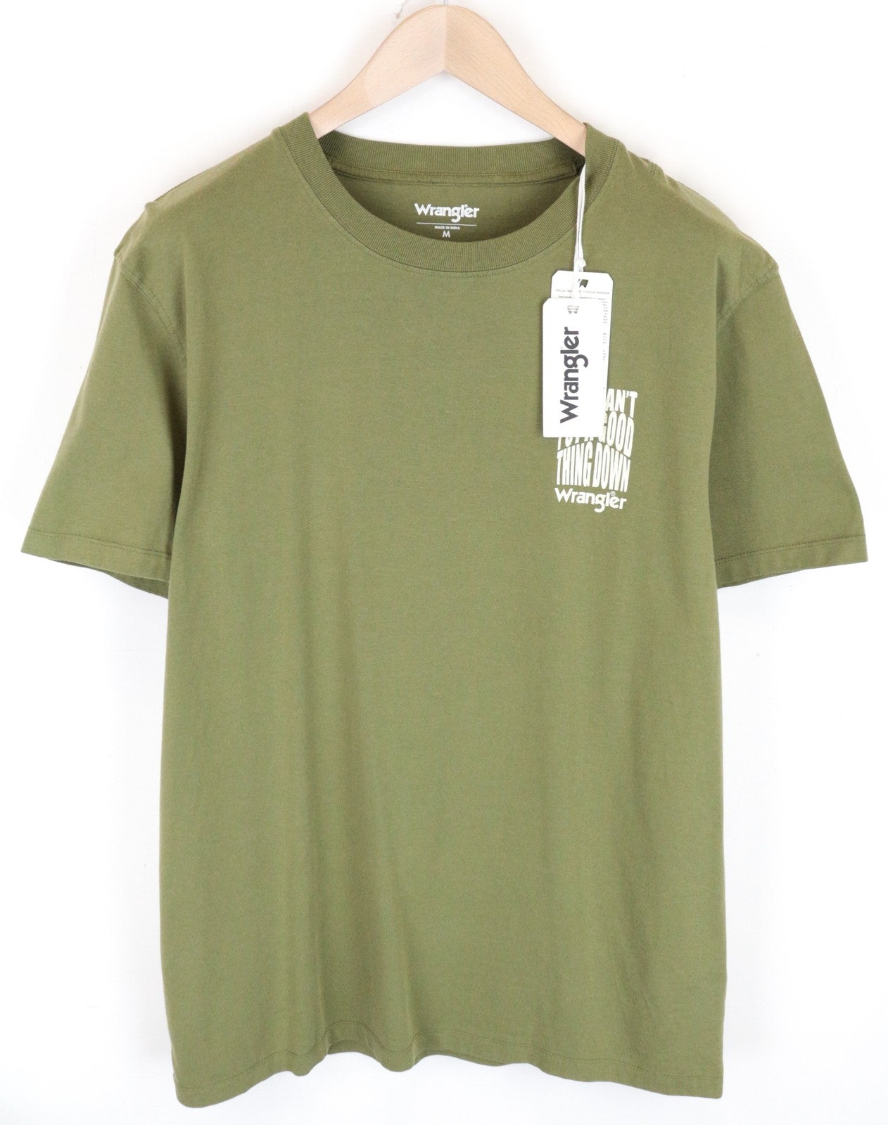 WRANGLER Men's M Green Basic T-Shirt Tee Cotton Short Sleeve Casual Fit