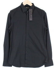 REPLAY Mens Slim  S Shirt Black Stretch Cotton Button-Up Long Sleeve