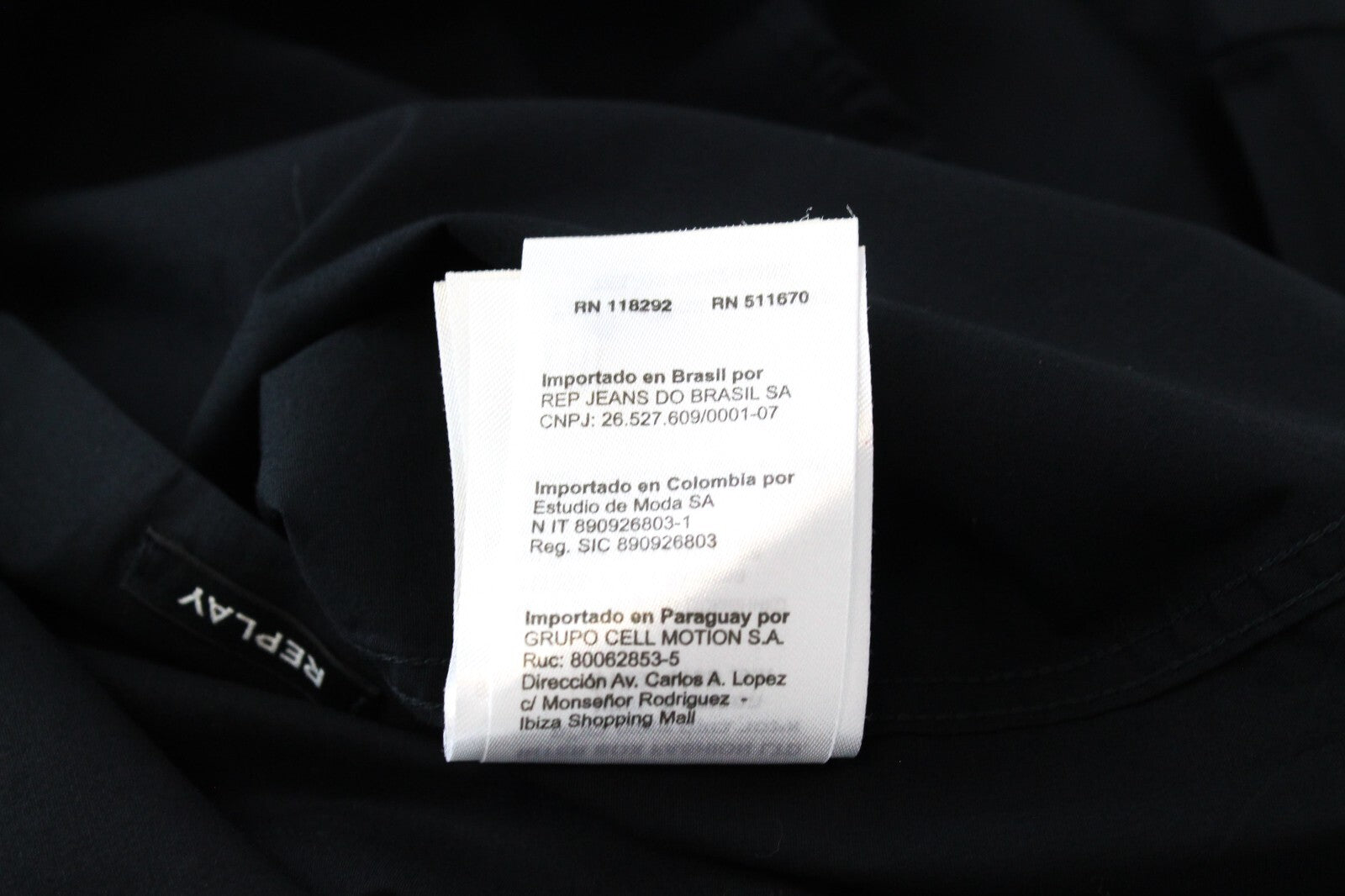 REPLAY S Black Shirt Mens Slim Stretch Cotton Collared Long Sleeve Button-Up