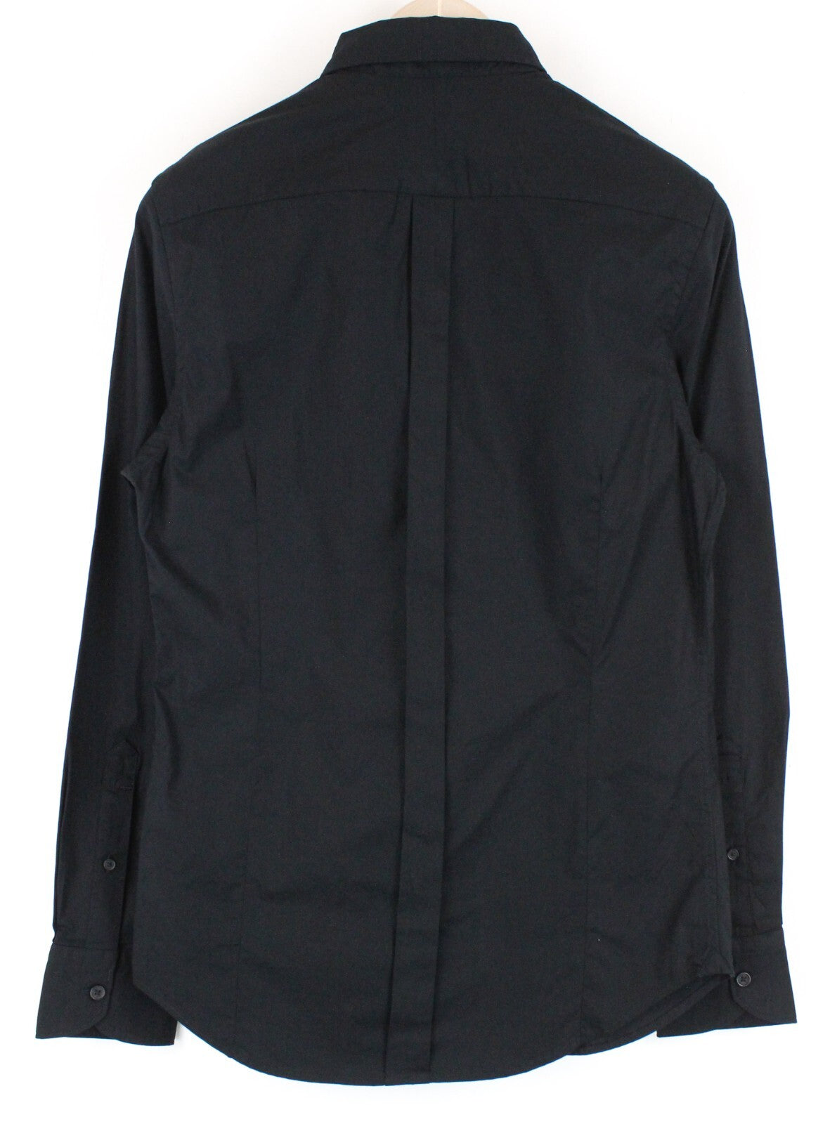 REPLAY S Black Shirt Mens Slim Stretch Cotton Collared Long Sleeve Button-Up