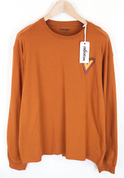 WRANGLER Men's M Orange Cotton Pullover Shirt Long Sleeve Casual Logo Style