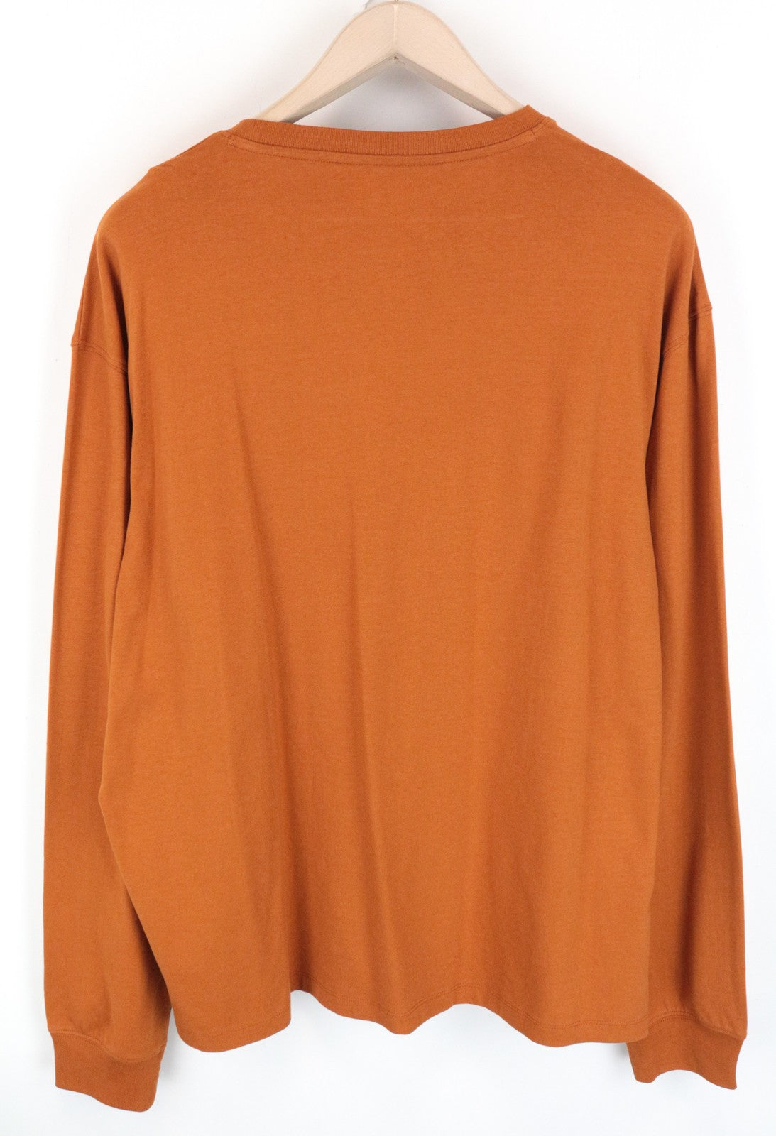 WRANGLER Men's M Orange Cotton Pullover Shirt Long Sleeve Casual Logo Style