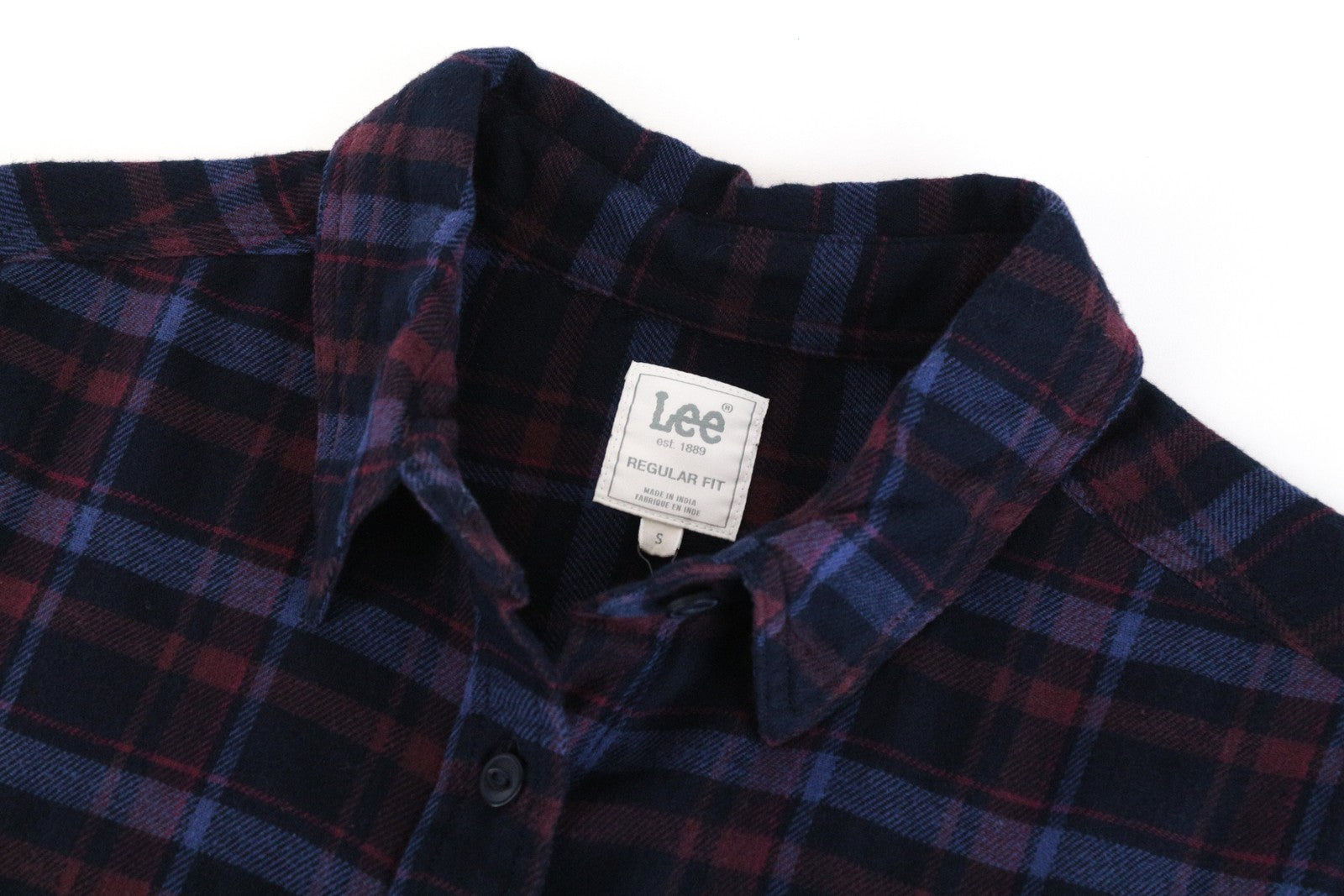 LEE Men's S Checked Shirt Blue Purple Cotton Long Sleeve Button-Up Casual Look