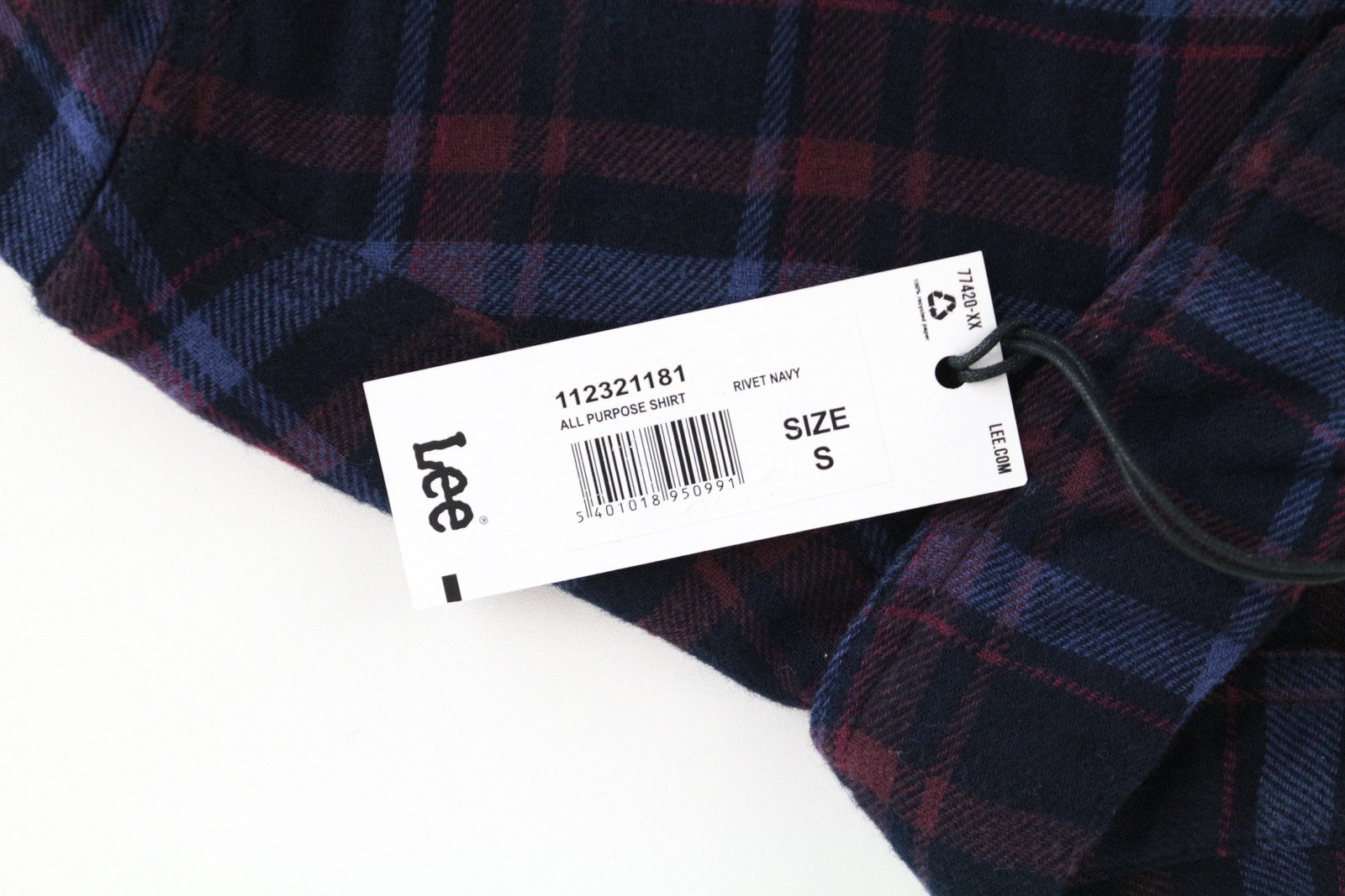 LEE Men's S Checked Shirt Blue Purple Cotton Long Sleeve Button-Up Casual Look