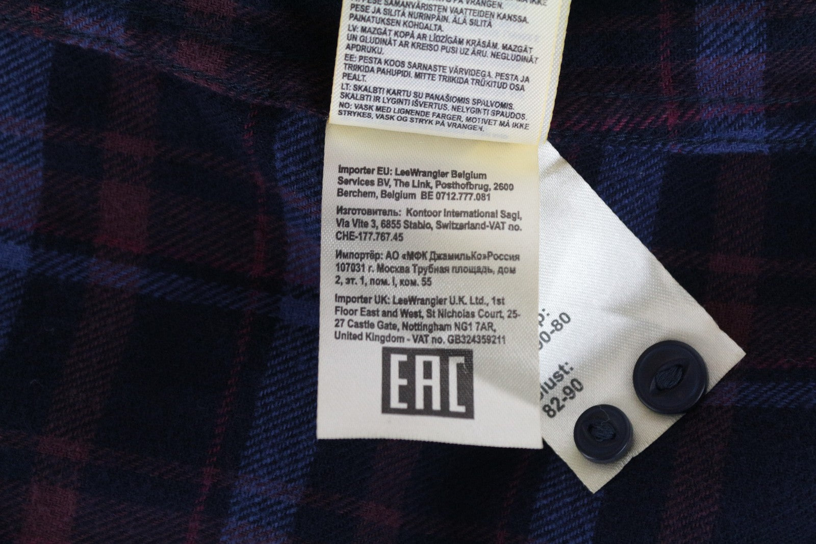 LEE Men's S Checked Shirt Blue Purple Cotton Long Sleeve Button-Up Casual Look