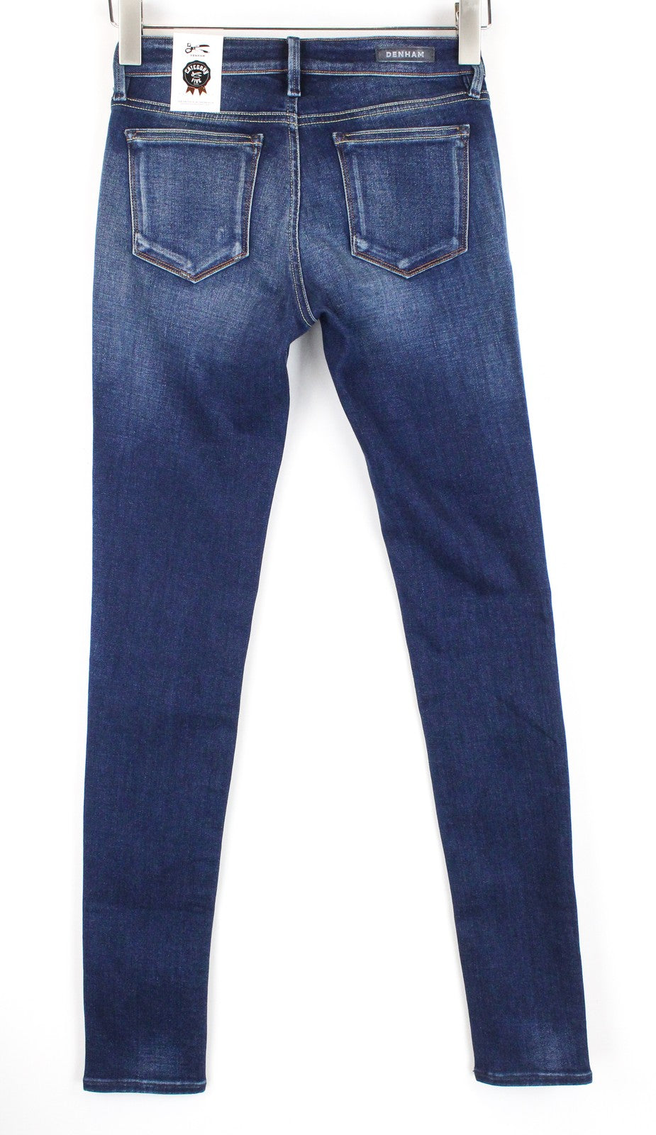 DENHAM Sharp Womens Skinny Jeans W24 L32 Blue Cotton Stretch Washed