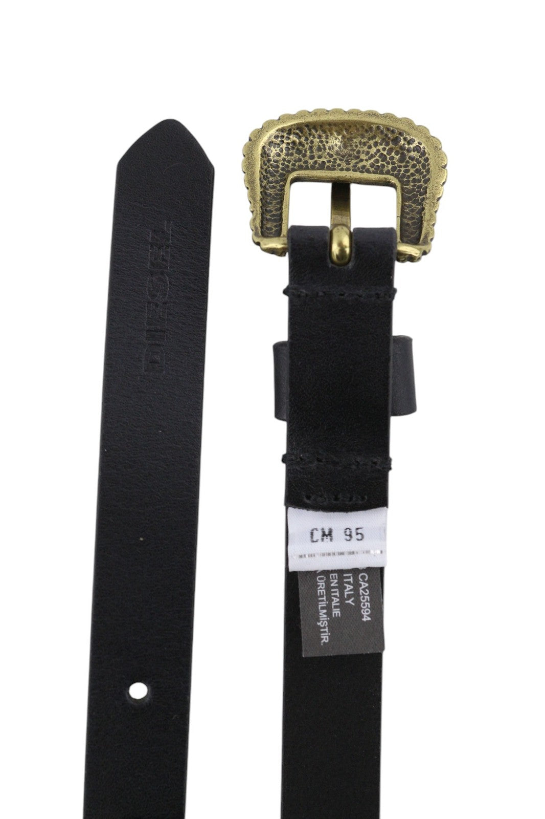 DIESEL B-Texy Women Belt 95 cm Black Genuine Leather Metal Buckle Thin