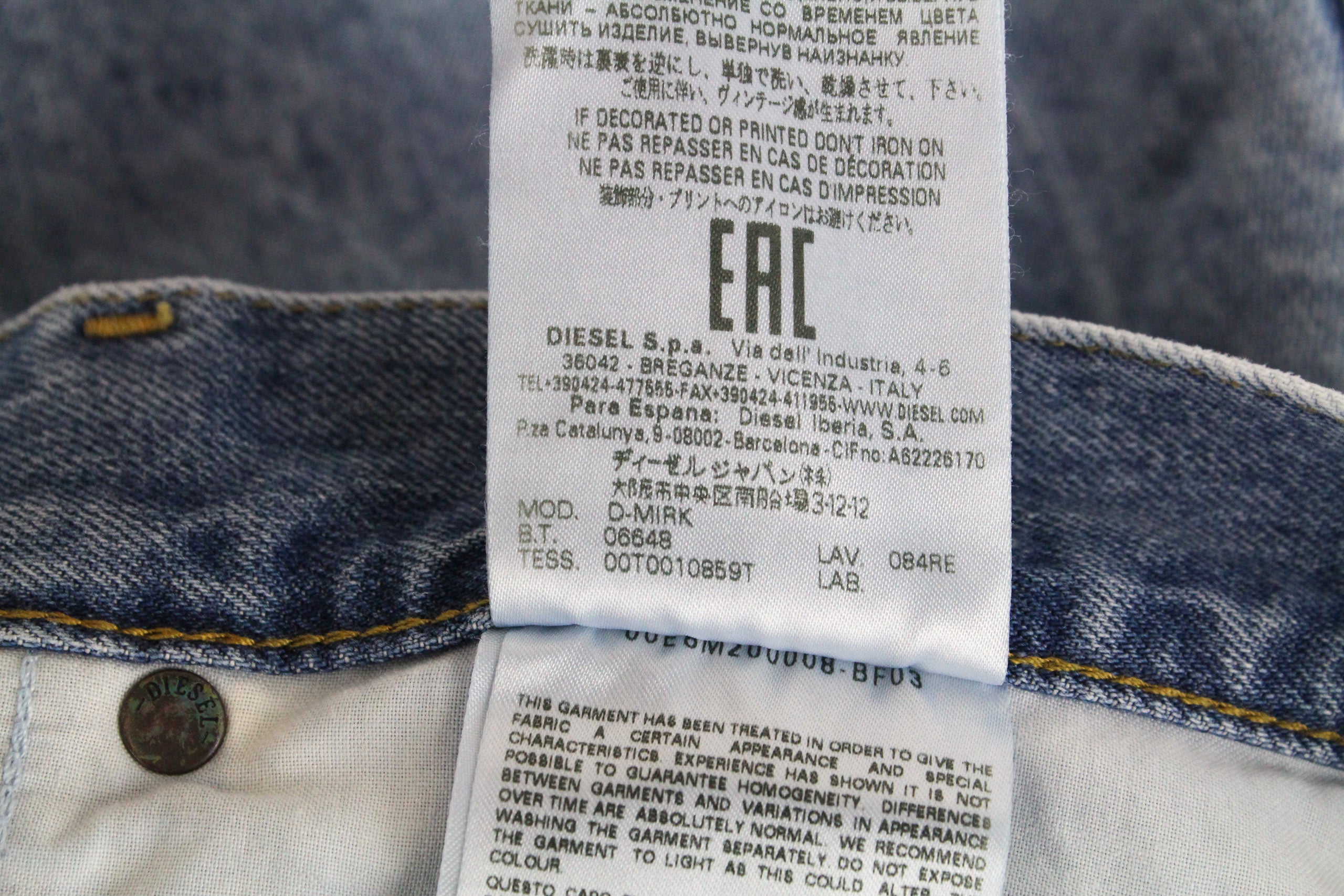 DIESEL D-Mirk 084RE Men Shorts W29 Pure Cotton Washed Light Blue Slim Fit Denim