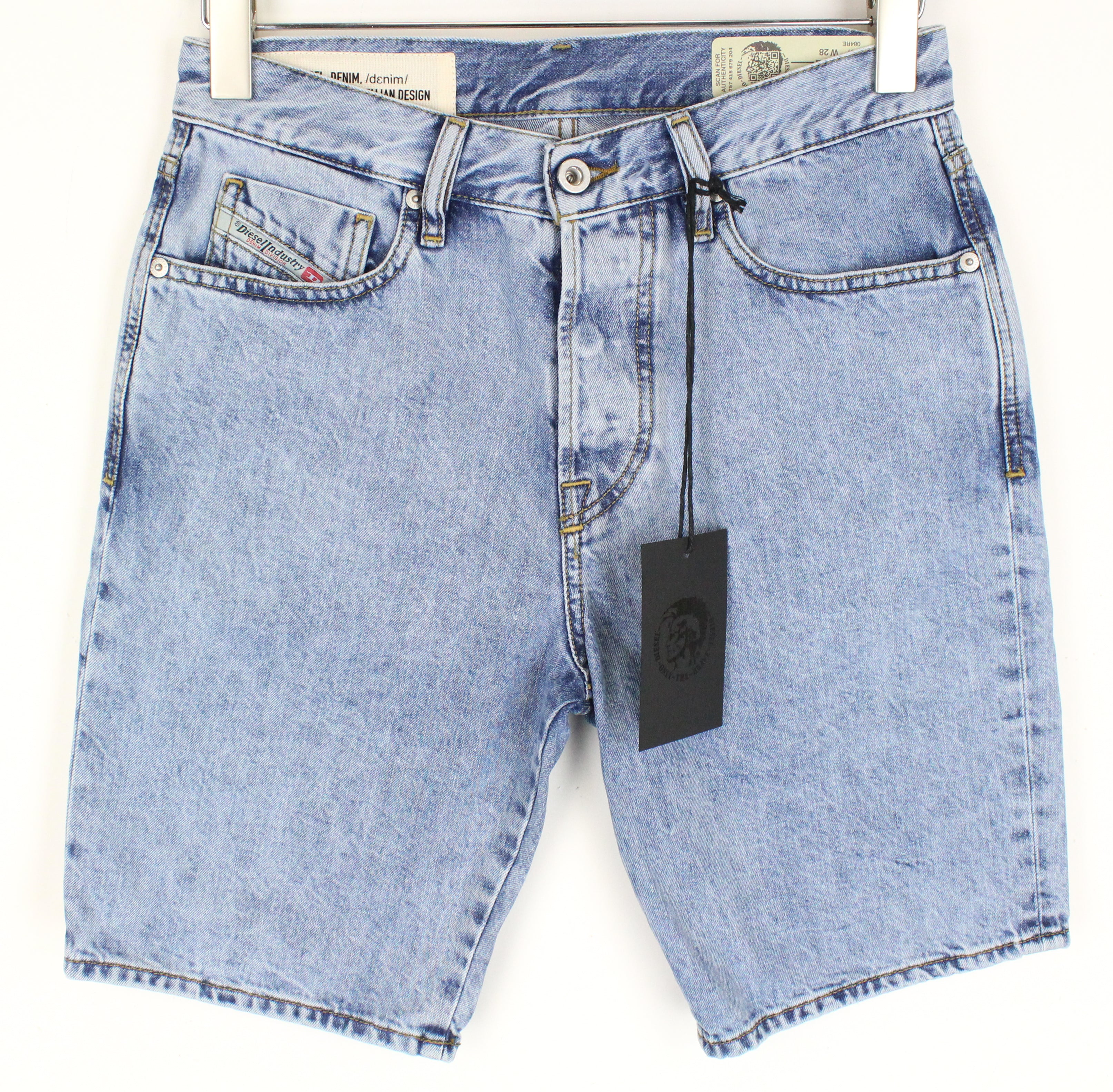 DIESEL D-Mirk 084RE Men Shorts W28 Pure Cotton Washed Light Blue Slim Fit Denim