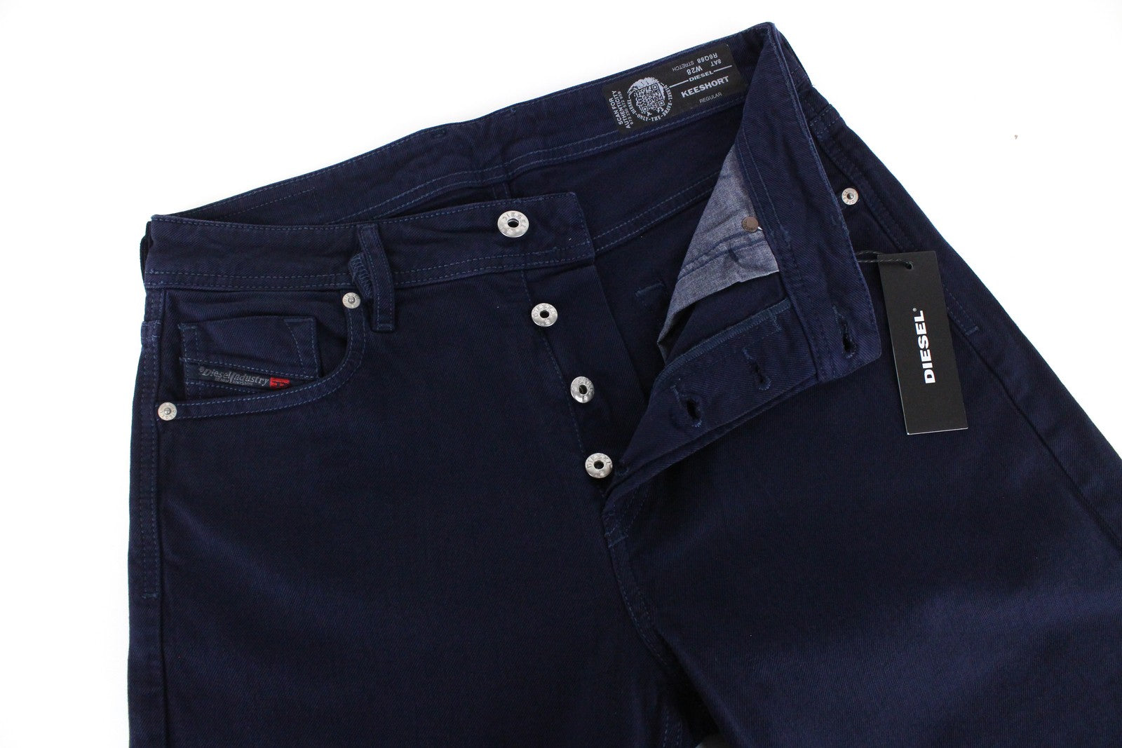 DIESEL Keeshort R6Q88 Men Shorts W28 Dark Blue Cotton Stretch 5-Pocket Denim