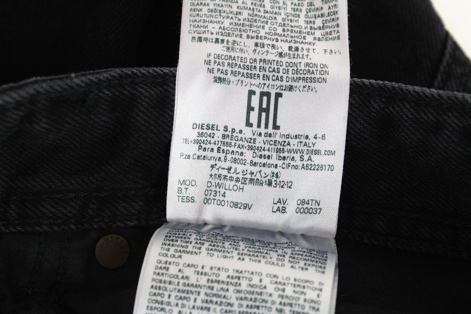 DIESEL D-Willoh 084TN Men Shorts W29 Summer Black Pure Cotton 5-Pocket Denim