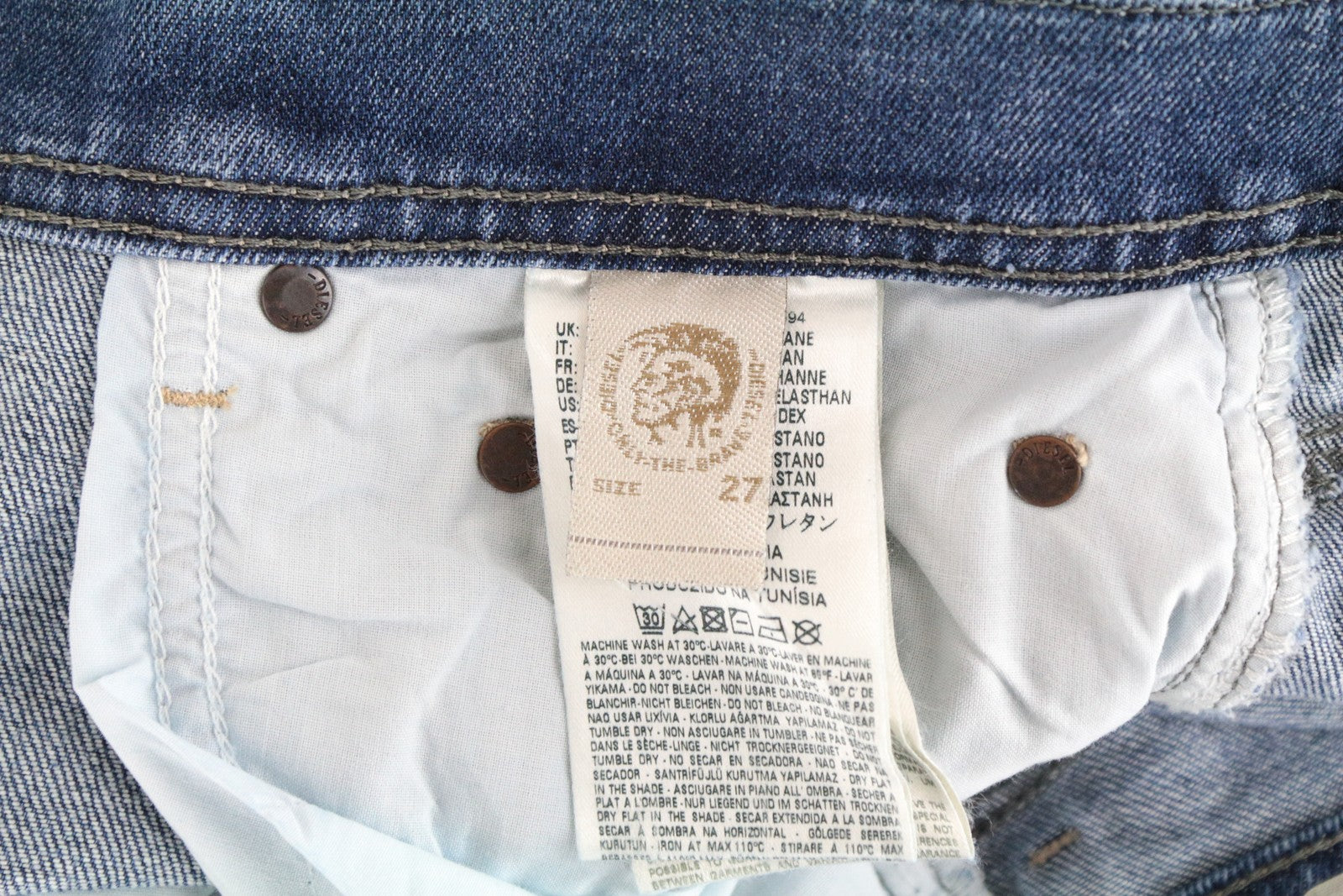 DIESEL Tepphar 0842H Men's Jeans W27/L32 Slim Blue Stretch Cotton