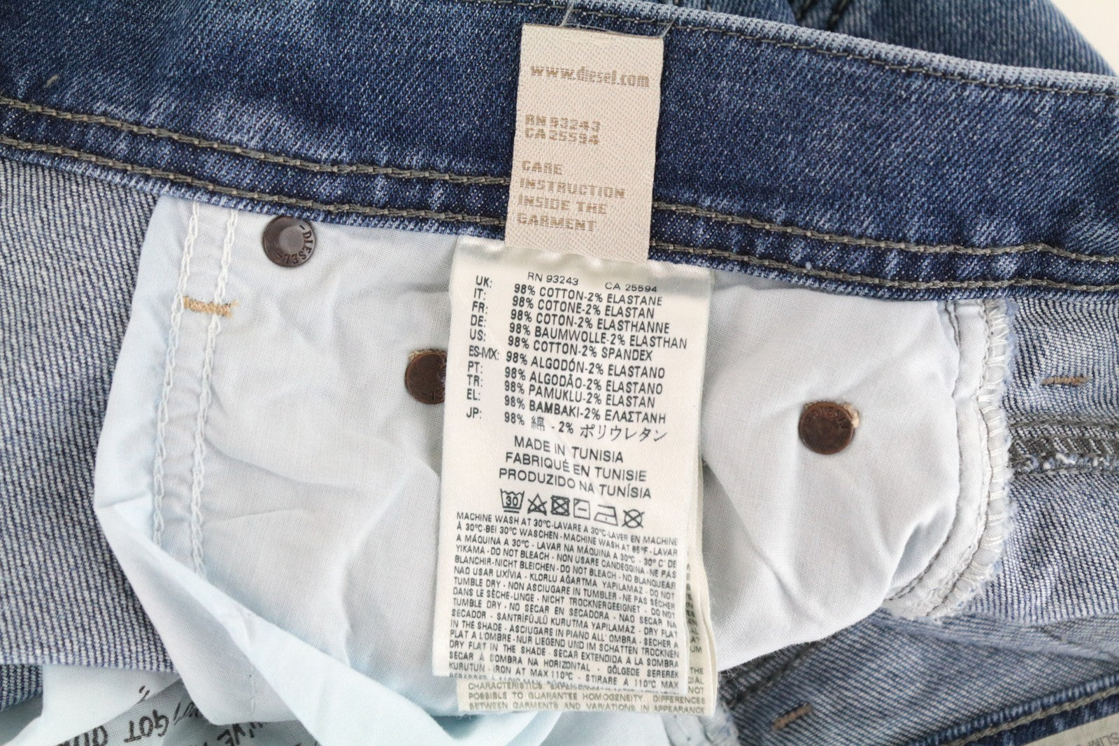 DIESEL Tepphar 0842H Men's Jeans W27/L32 Slim Blue Stretch Cotton