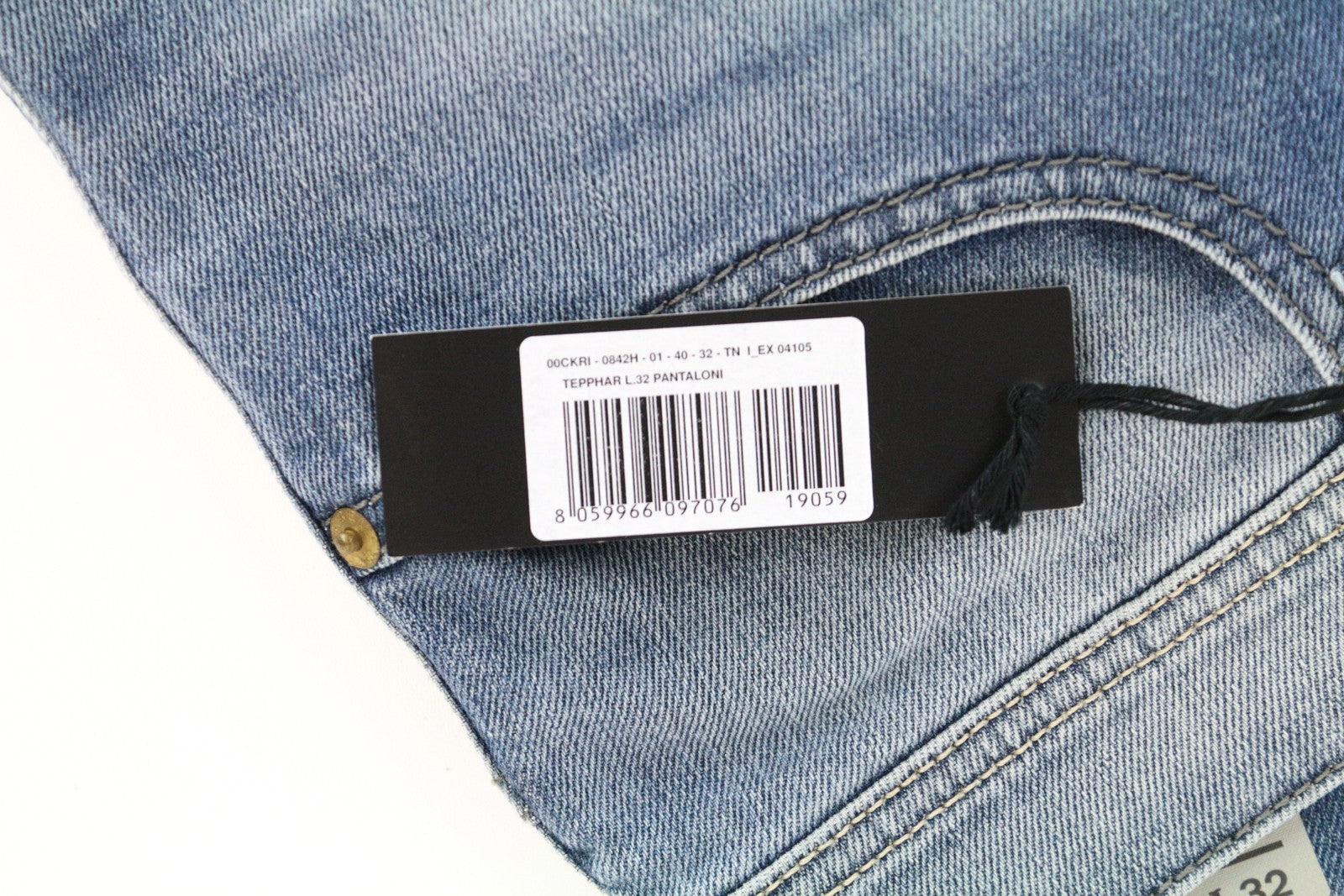 DIESEL Tepphar 0842H W40/L32 Men's Slim Carrot Stretch Cotton Jeans Blue Wash