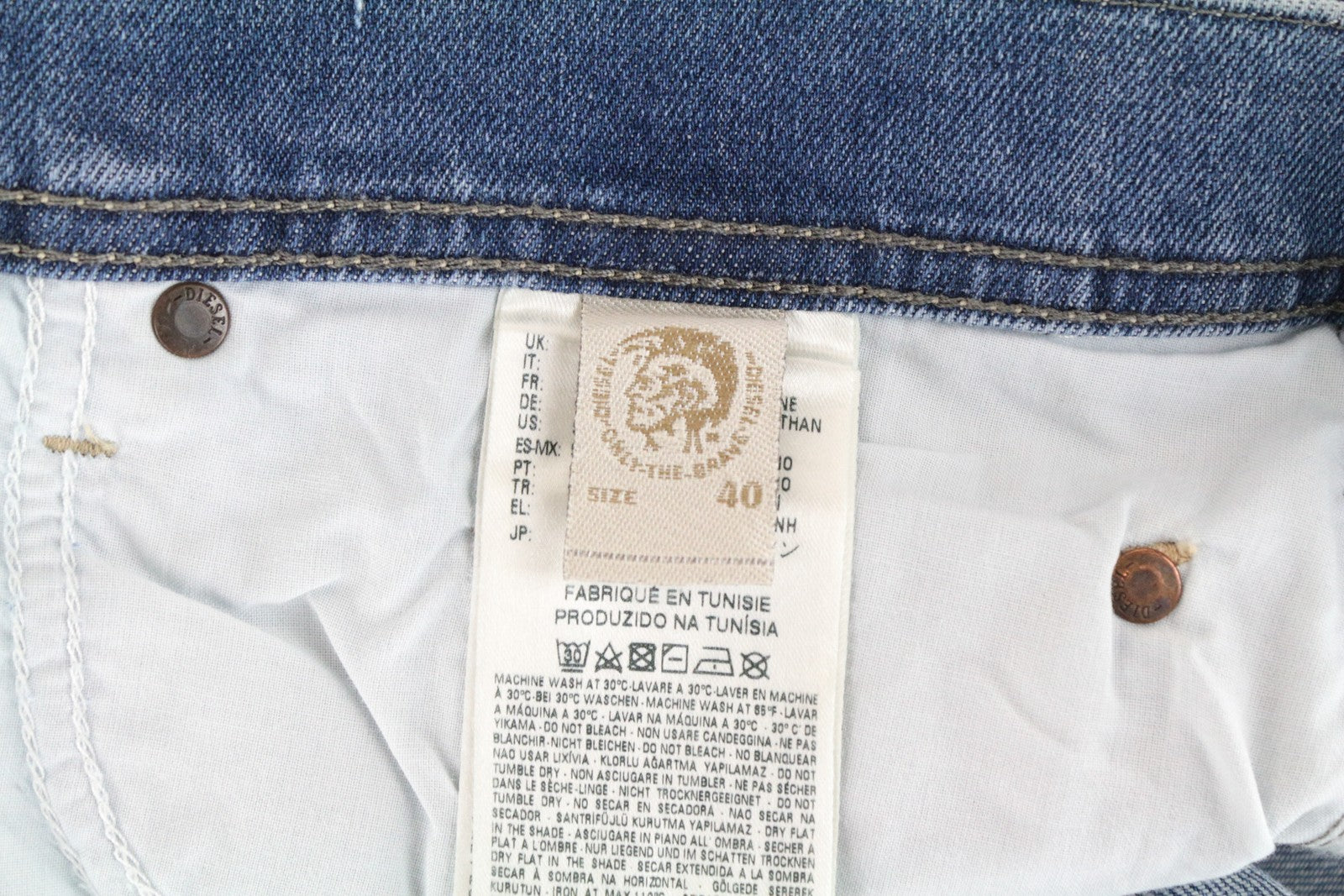 DIESEL Tepphar 0842H W40/L32 Men's Slim Carrot Stretch Cotton Jeans Blue Wash