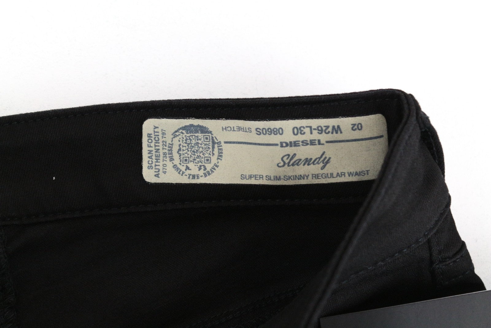 DIESEL Slandy 0860S Women's Jeans W26/L30 Super Skinny Black Cotton Stretch Fit