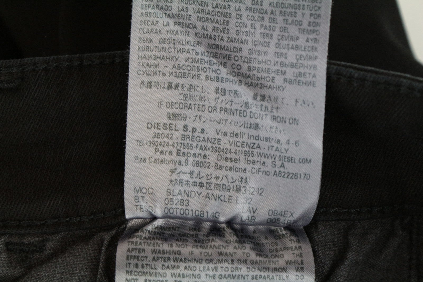 DIESEL Slandy-Ankle 084EX Women's Black Skinny Fit W27/L32 Stretch Jeans