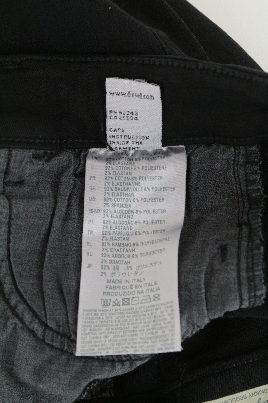 DIESEL Slandy-Ankle 084EX W27/L32 Skinny Black Stretch Women's Ripped Jeans