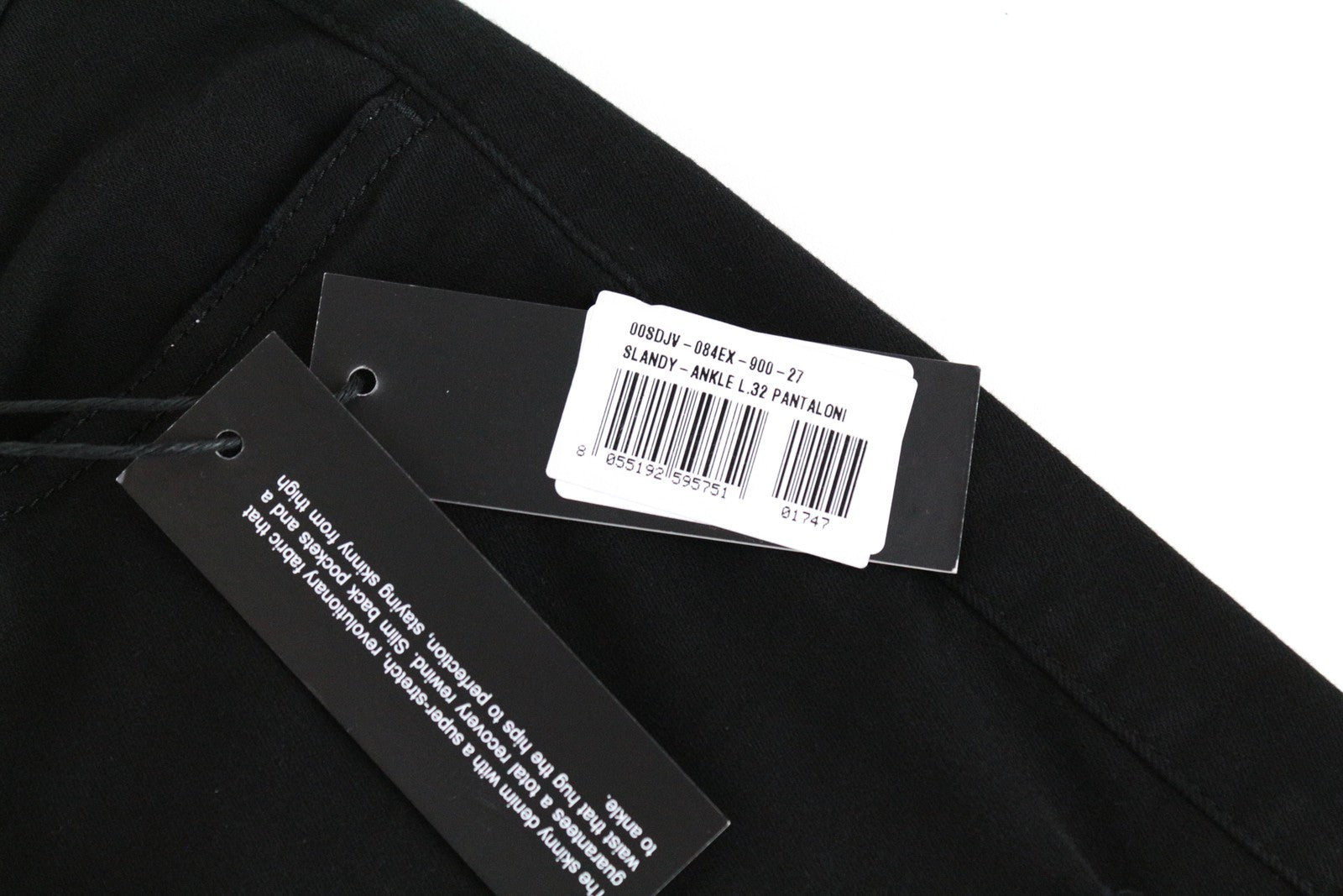 DIESEL Slandy-Ankle 084EX W27/L32 Skinny Black Stretch Women's Ripped Jeans