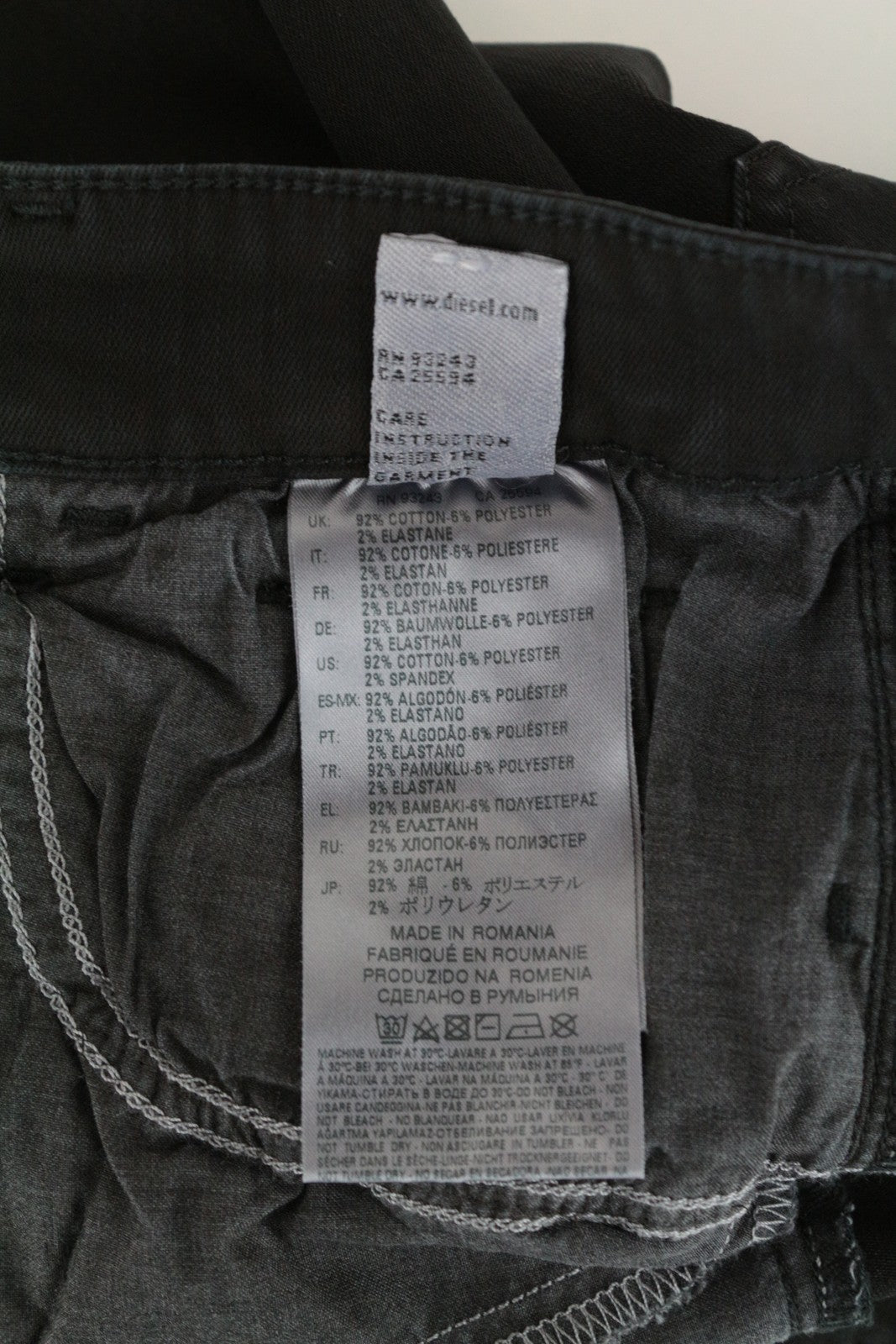 DIESEL Slandy-Ankle 084EX W33 L32 Distressed Super Skinny Women's Black Jeans