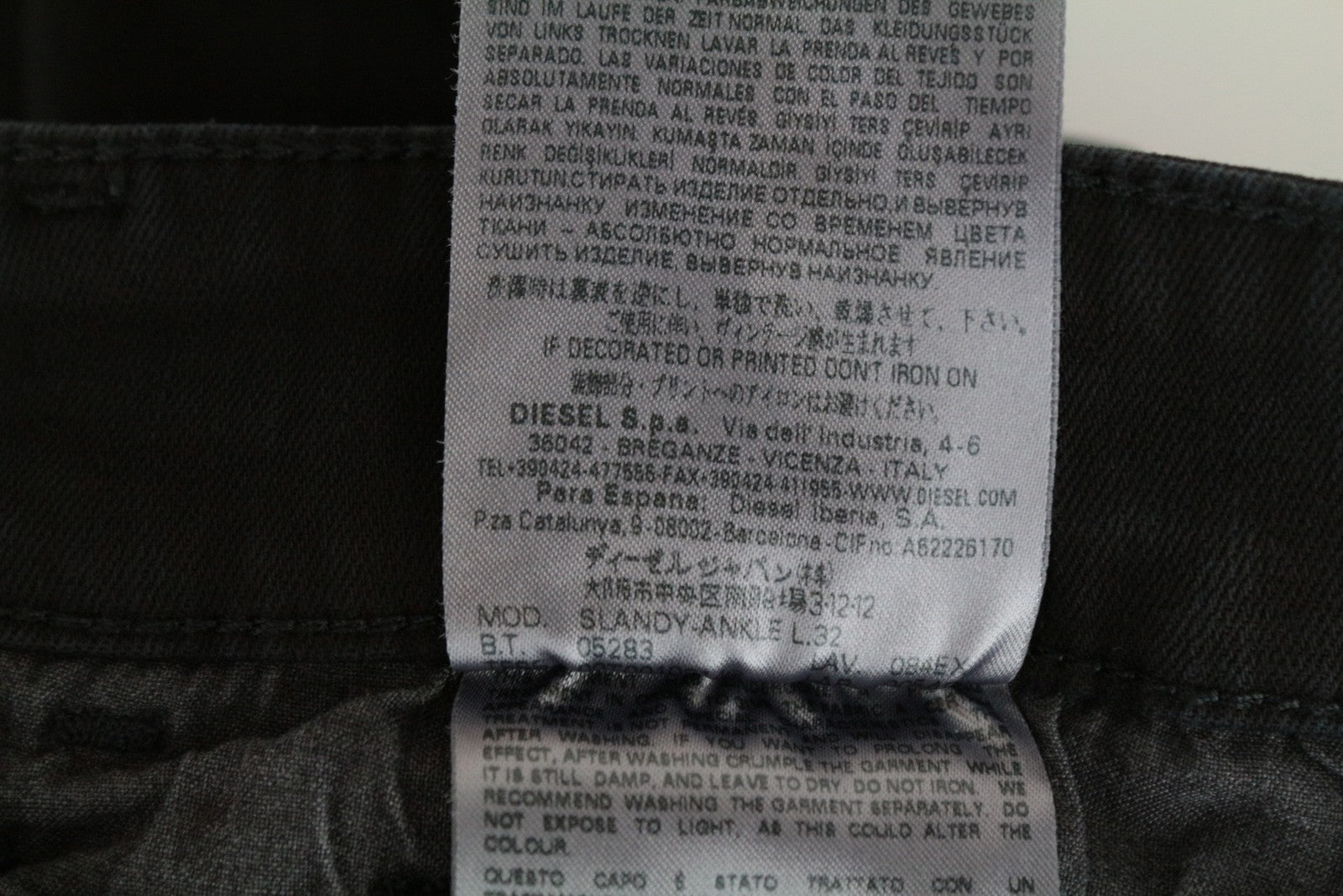 DIESEL Slandy-Ankle 084EX W33 L32 Distressed Super Skinny Women's Black Jeans