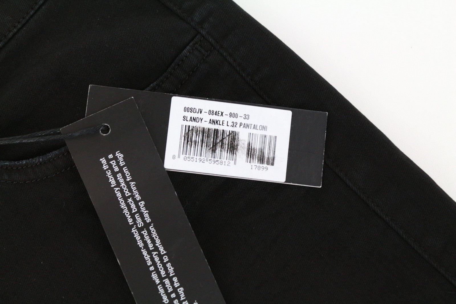 DIESEL Slandy-Ankle 084EX W33 L32 Distressed Super Skinny Women's Black Jeans