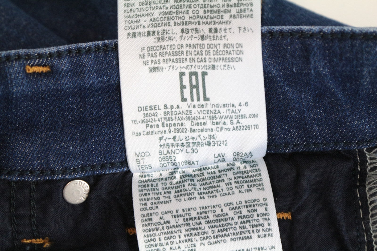 DIESEL Slandy 082AA Women's Jeans W25 L30 Blue Super Skinny Stretch Cotton Fit