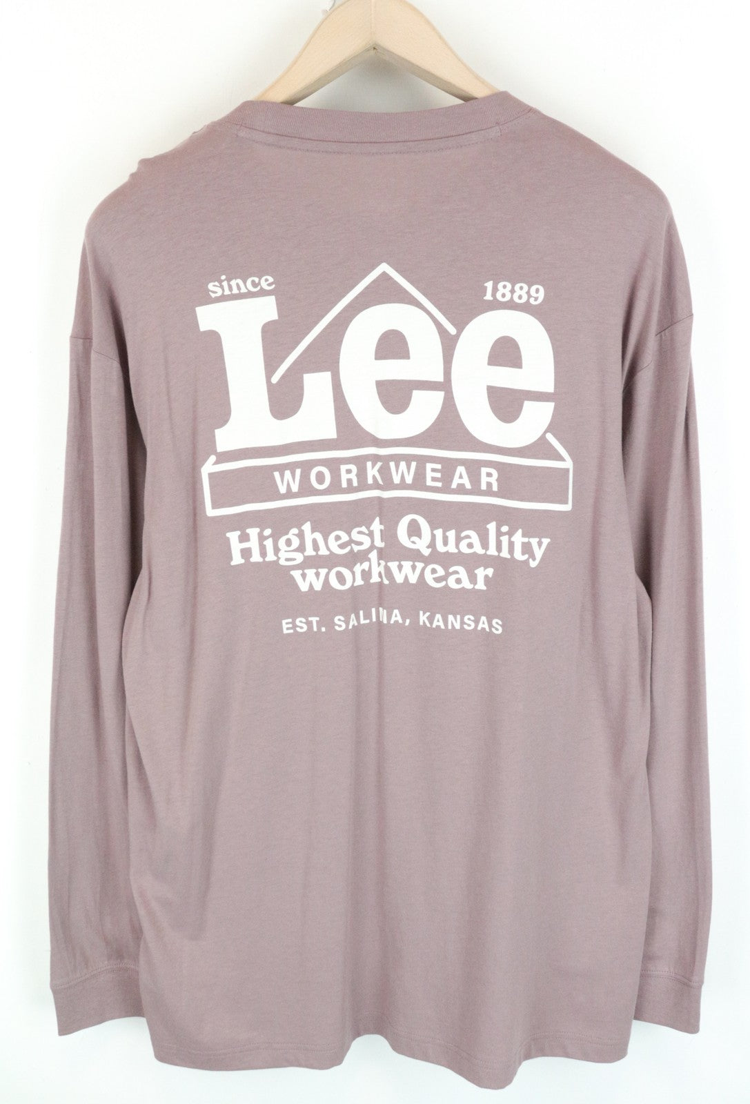 LEE Men's T-Shirt M Purple Washed Long Sleeve Cotton Pullover Loose Fit