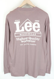 LEE Men's T-Shirt M Purple Washed Long Sleeve Cotton Pullover Loose Fit