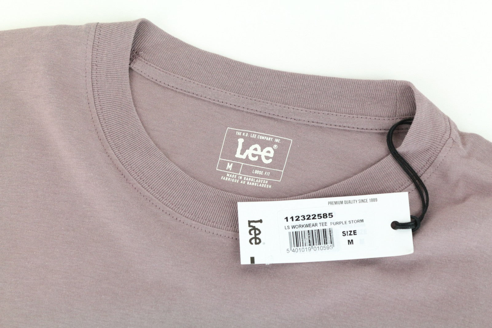 LEE Men's T-Shirt M Purple Washed Long Sleeve Cotton Pullover Loose Fit