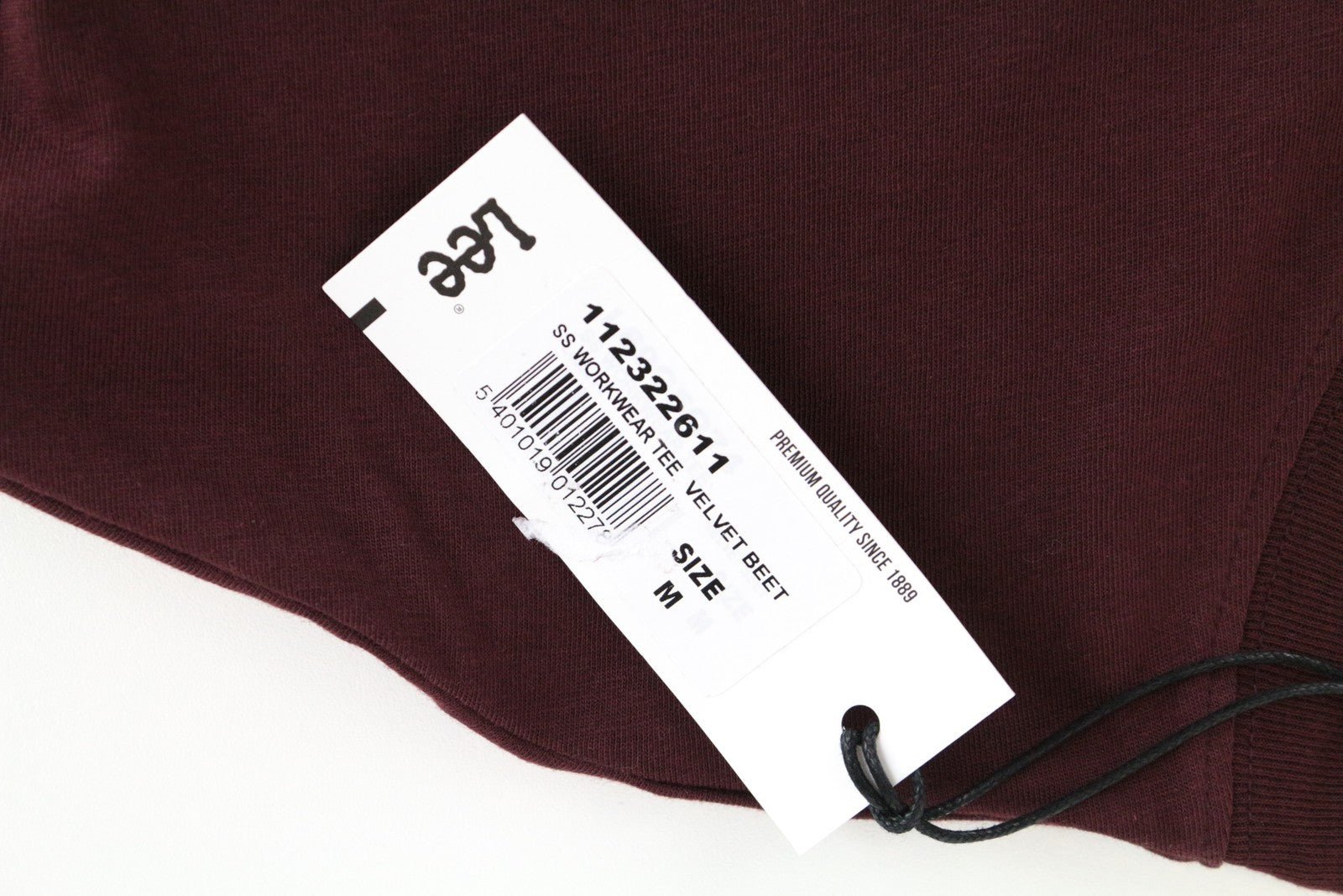 LEE Men's T-Shirt M Burgundy Red Loose Fit Cotton Pullover Short Sleeve Tee