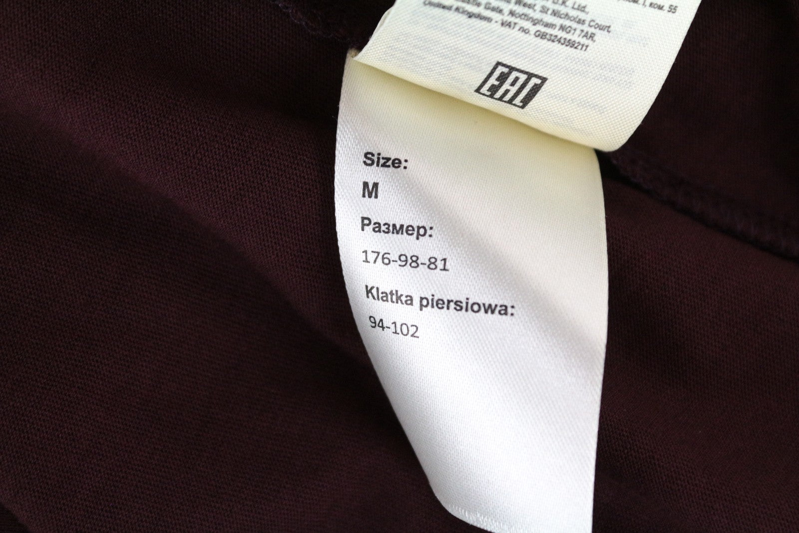 LEE Men's T-Shirt M Burgundy Red Loose Fit Cotton Pullover Short Sleeve Tee